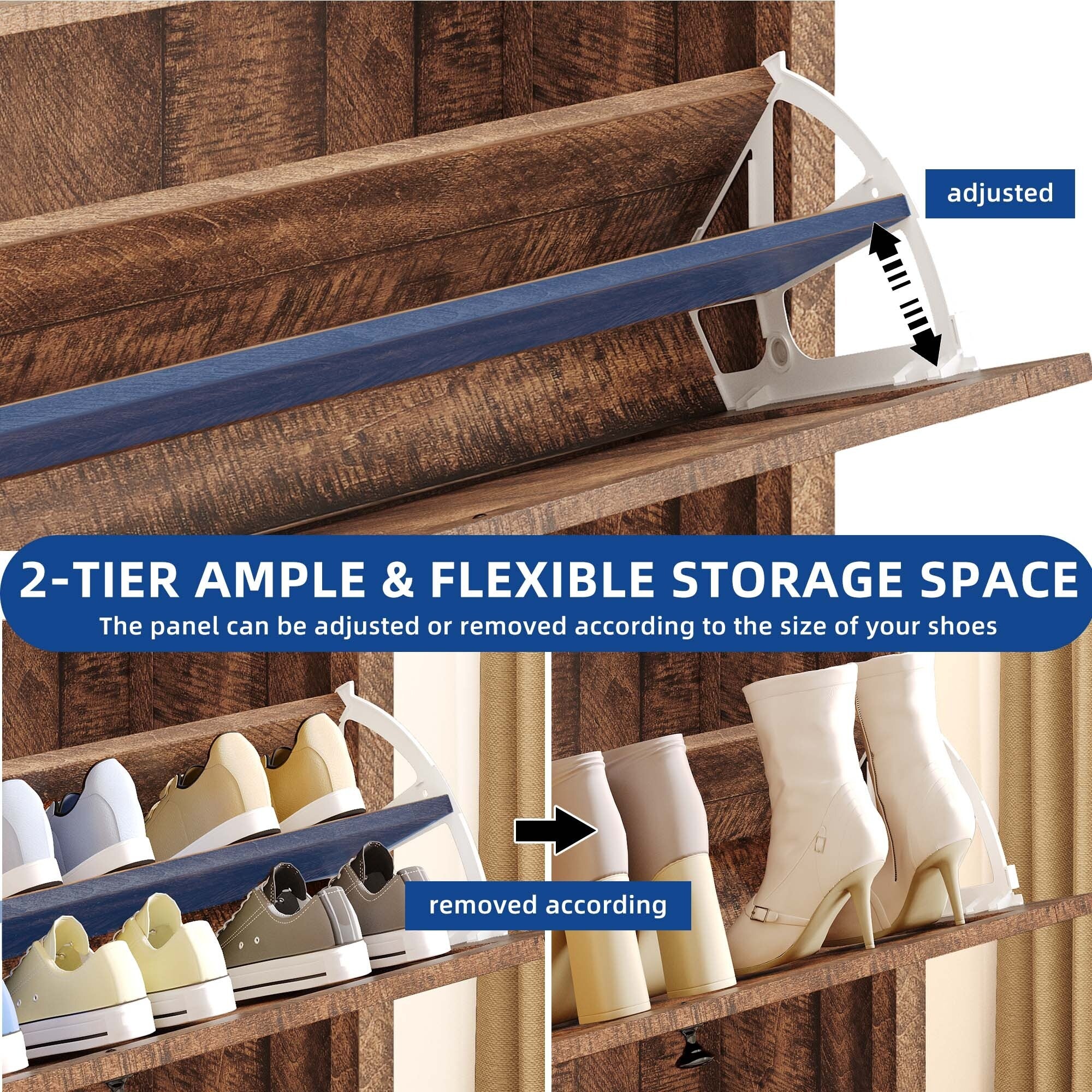 Shoe Storage Cabinet Organizer with 2 Compartments, Entryway and Hallway Shoe Cabinet - Image 16