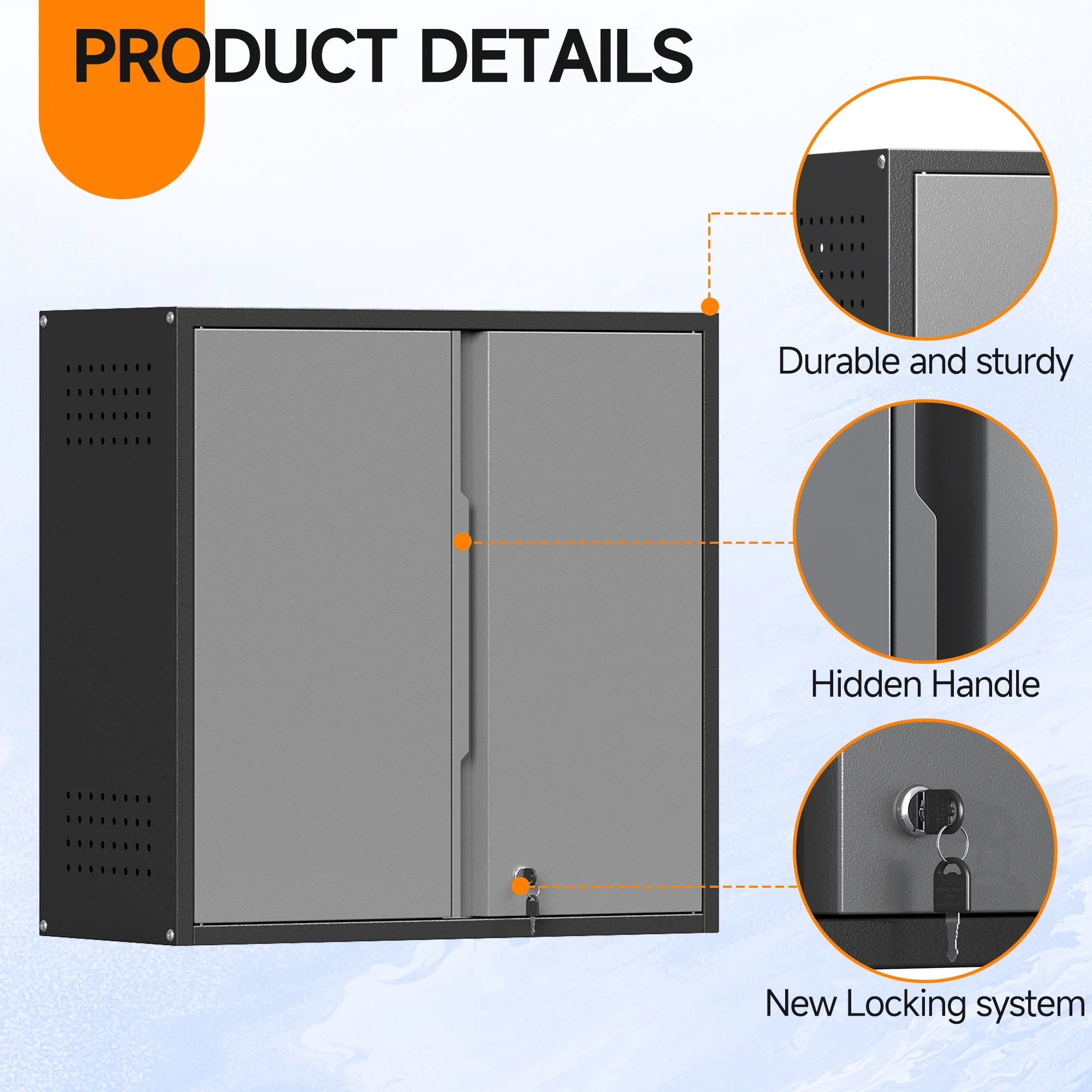 Topass Metal Wall Cabinet with Lock-Garage Storage Cabinet, Wall-Mounted Utility Cabinet with Adjustable Shelf & Locking Doors for Workshop, Laundry Room, or Home Office -C Easy Assembly, Black - Image 10