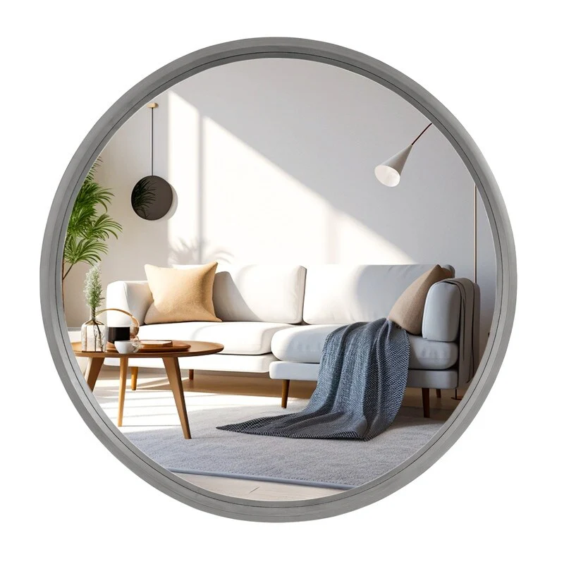 Classic Farmhouse Round Wall Mirror, Wooden Frame Decorative Accent Mirror for Living Room, Bedroom and Entryway - Image 71
