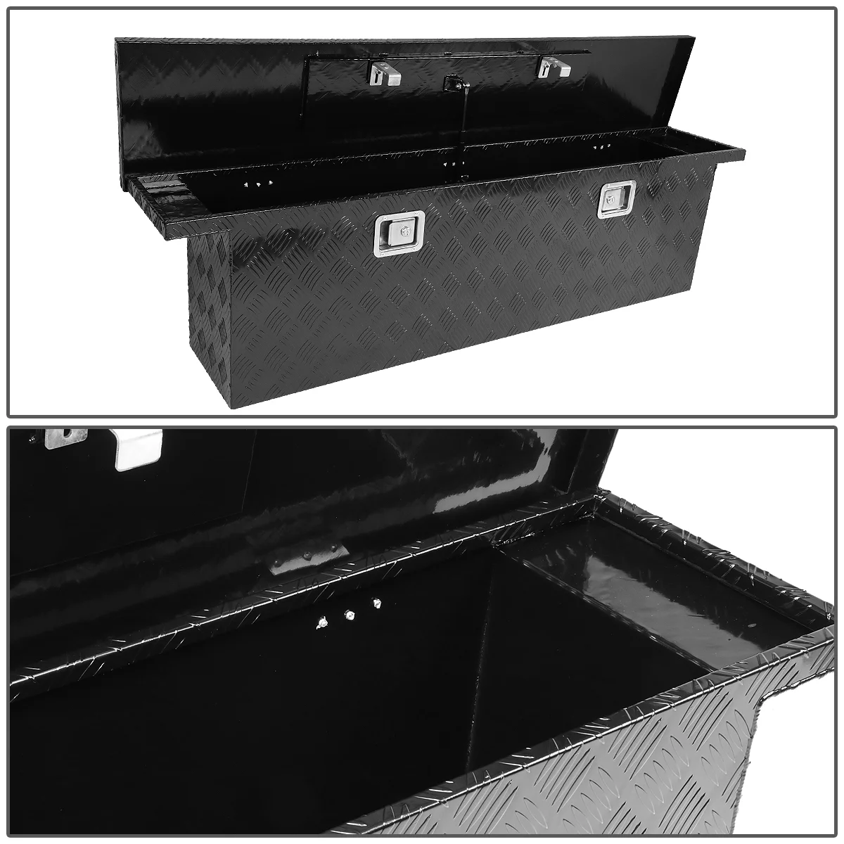 DNA Motoring 63"x 12"x16.5" Aluminum Pickup Truck Bed Trailer Storage Tool Box w/ Key Lock (Black) - Image 3