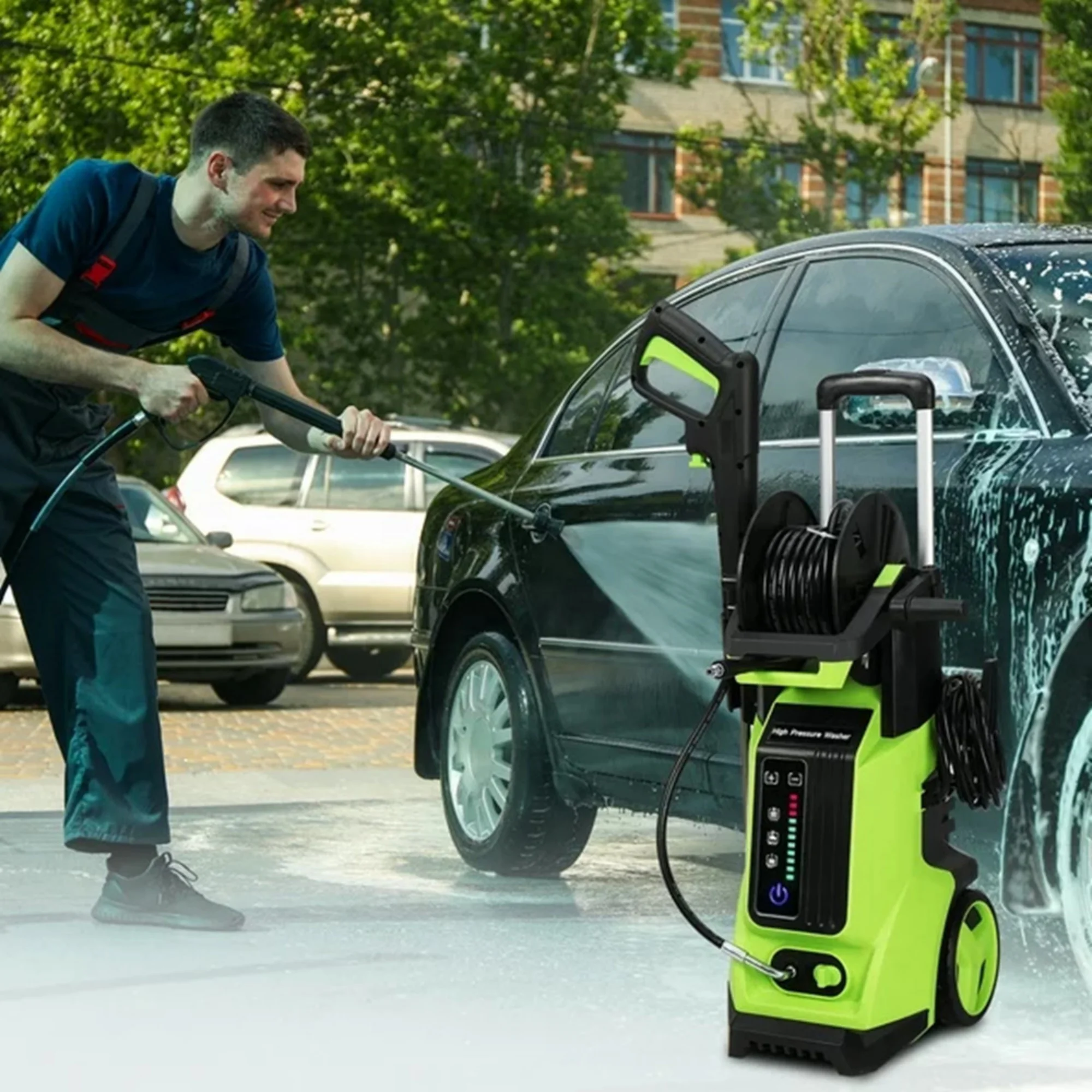 CASEMIOL 1800W Electric Pressure Washer, 3800 PSI, 2.6 GPM Power Washer with Safety Lock & TSS, 19.7ft Hose, 4 Nozzles, Portable High Pressure Cleaning Machine for Cars, Driveways, Patios, Green - Image 6