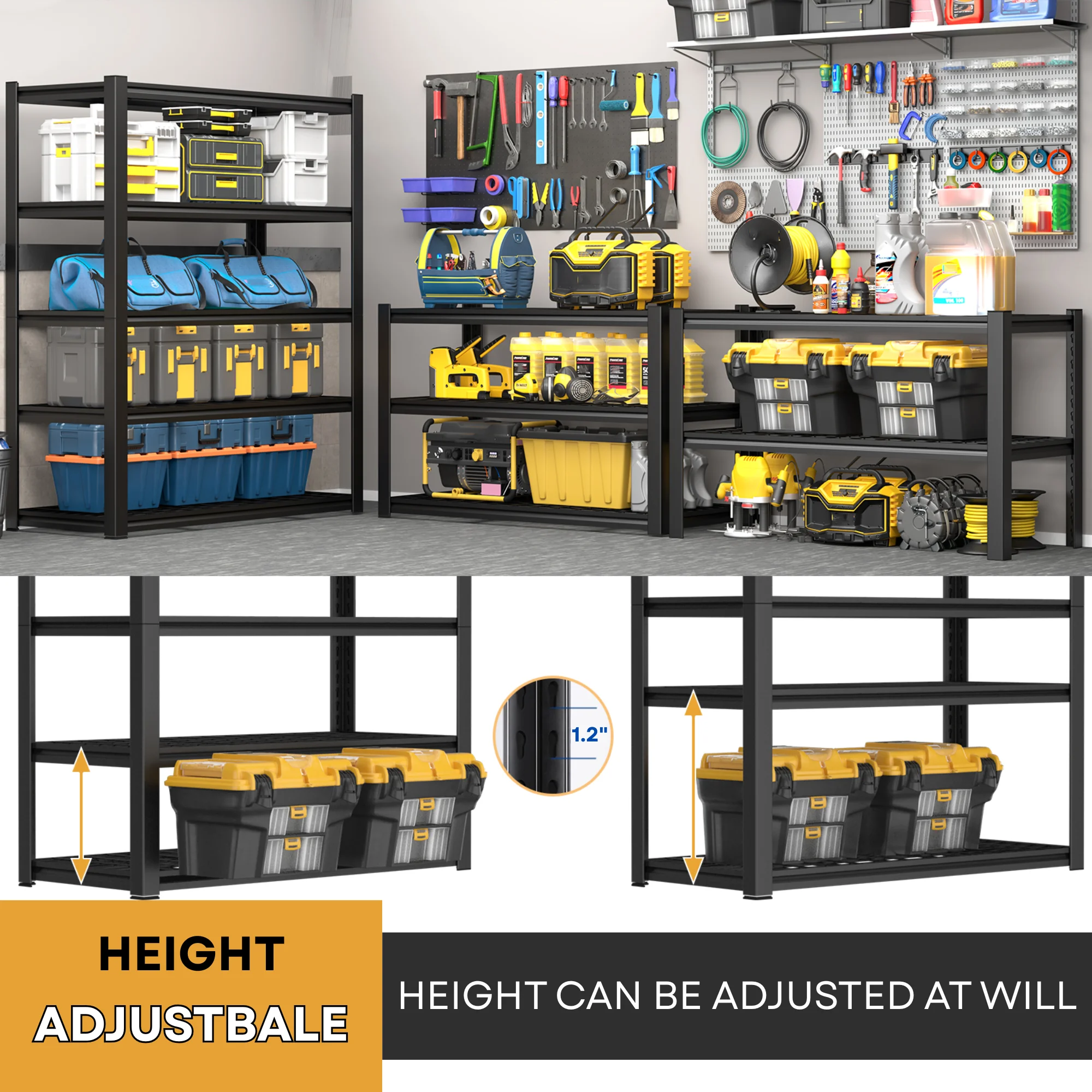 TrumanPick 2200LBS Metal Storage Shelves 40"W x 20"D x 59"H Garage Shelving Units Adjustable Storage Rack Heavy Duty Industrial Shelving - Image 6