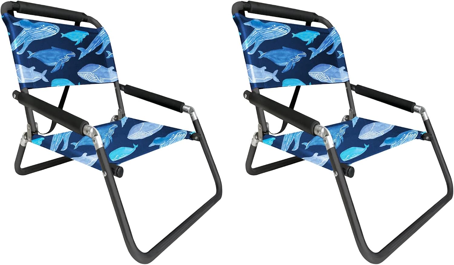 Lightweight Portable Foldable Recliner Beach Chairs, with Slip Pockets and Shoulder Strap, 2 Pack, Black, XL - Image 19