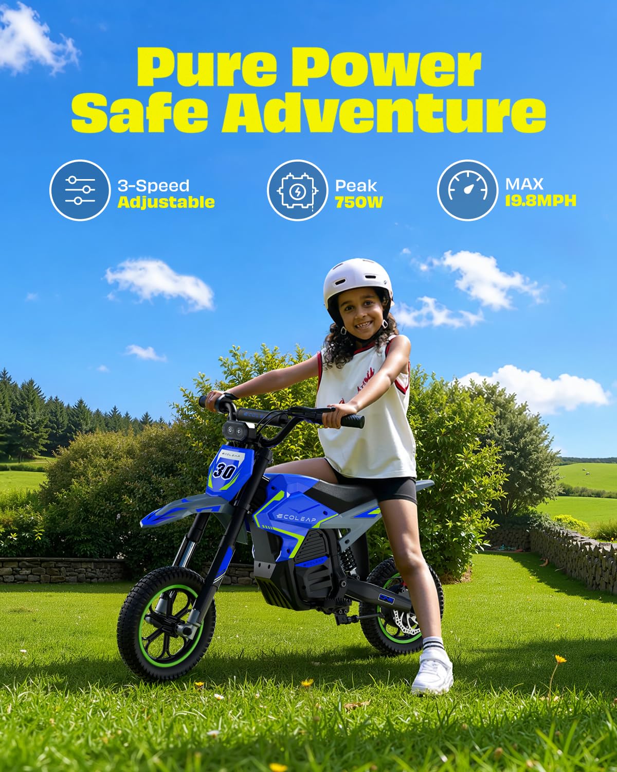 K2 Kids Electric Dirt Bike, 36V 7.8Ah, 750W Peak, 19.8 MPH, Ages 4+ - Image 3