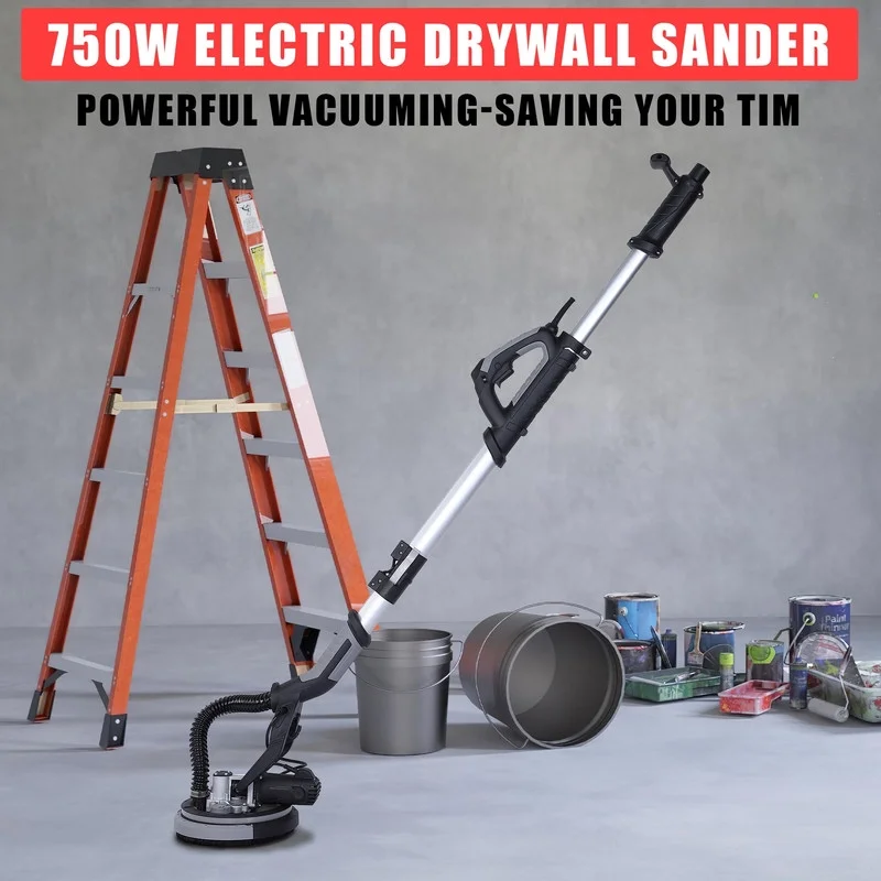 Towallmark 750W 7 Amp, Drywall Sander Electric, Popcorn Ceiling Removal Tool, 7 Speed 900-1800 RPM, with 14 Sanding Discs, Extendable Handle, Dust Hose Storage Bag - Image 3