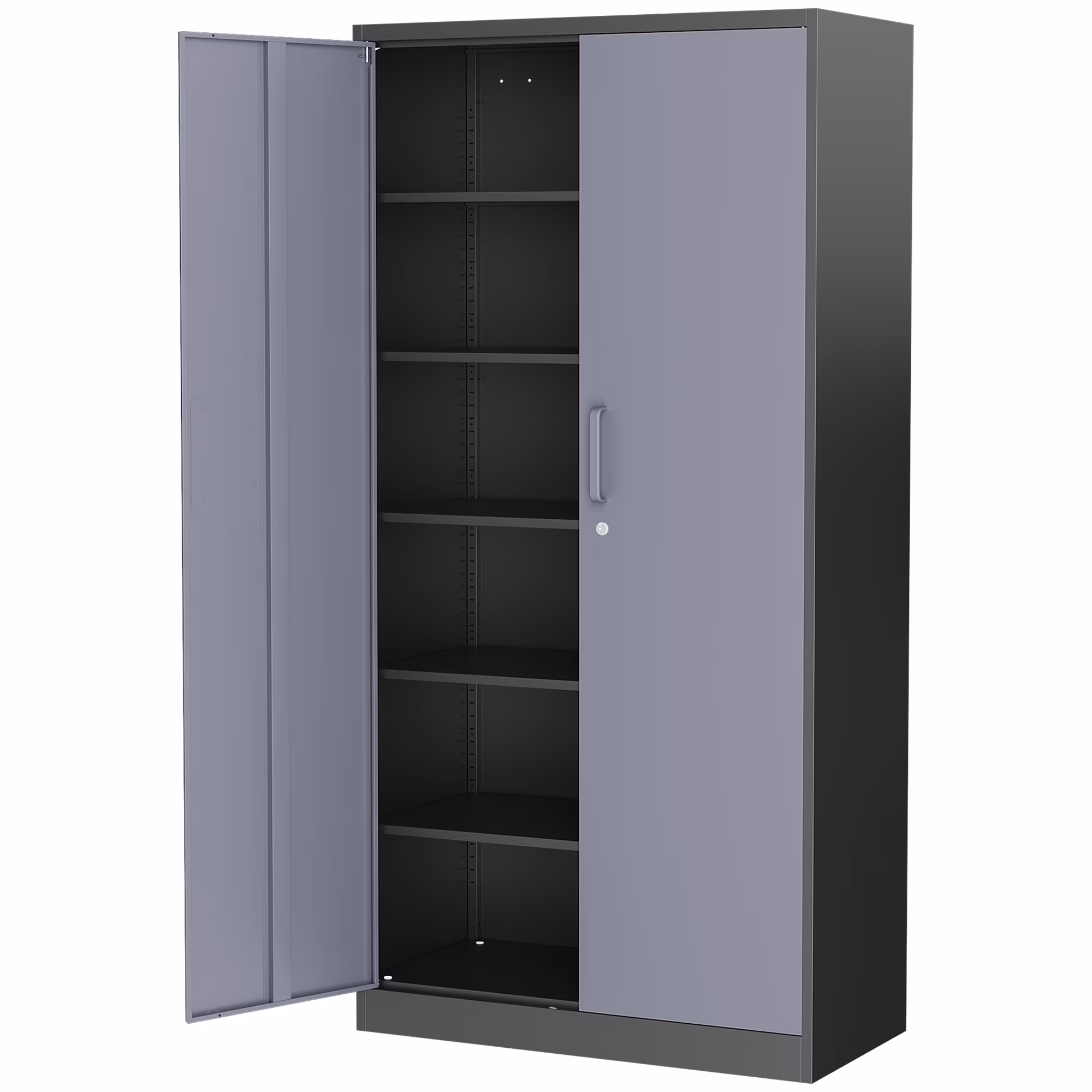 AUHUP 71" Metal Cabinet with Locking Doors and 5 Adjustable Shelves, Black Garage Storage Cabinet for Warehouse, Basement, Home Office, Tool File Storage Utility Cabinets - Image 3