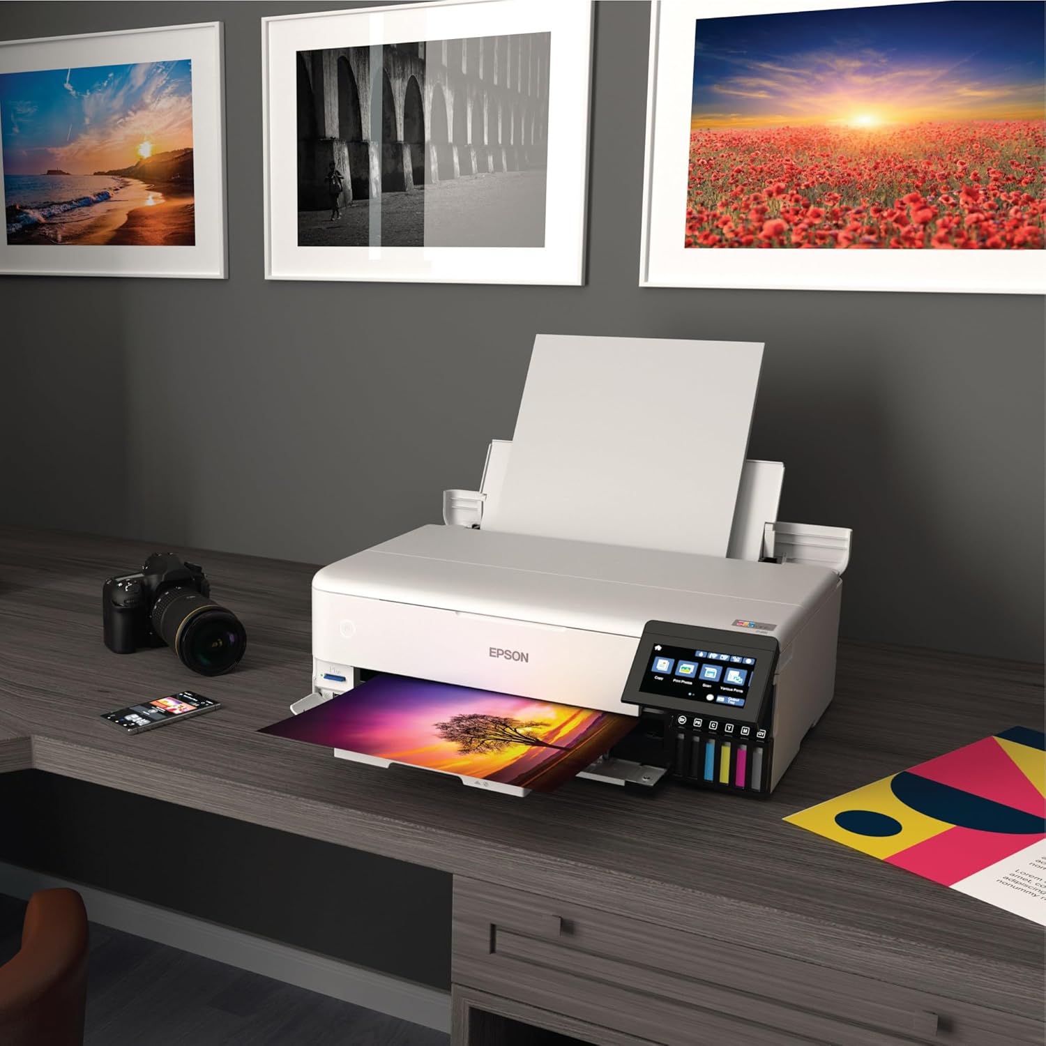 Wireless Wide-Format All-In-One Ink Tank Printer, Color Printer with Scanner & Copier for Home Office - Image 4