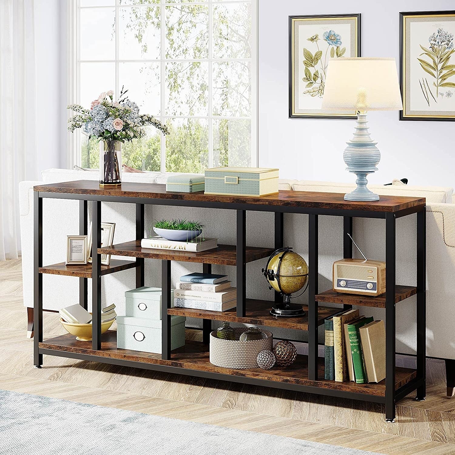 70.9 Inch Console Sofa Table with Storage, 3-Tier Entryway Table for Hallway - Image 2