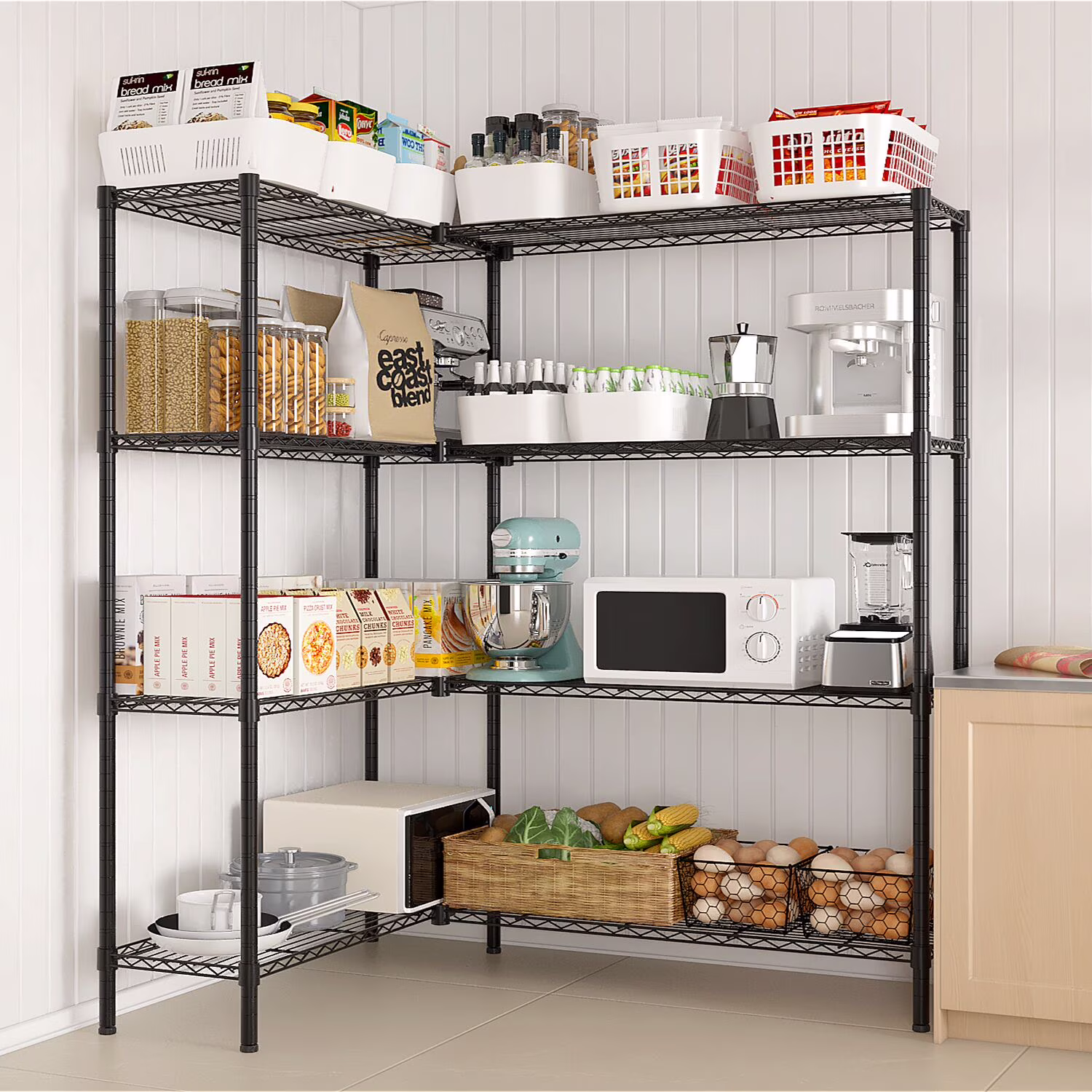 Zimtown Heavy Duty Storage Shelves, 63"W Wire Shelving Unit, Adjustable 4 Tier Metal Shelves Organizer Silver for Pantry Kitchen Basement, 1500 lbs Capacity - Image 7