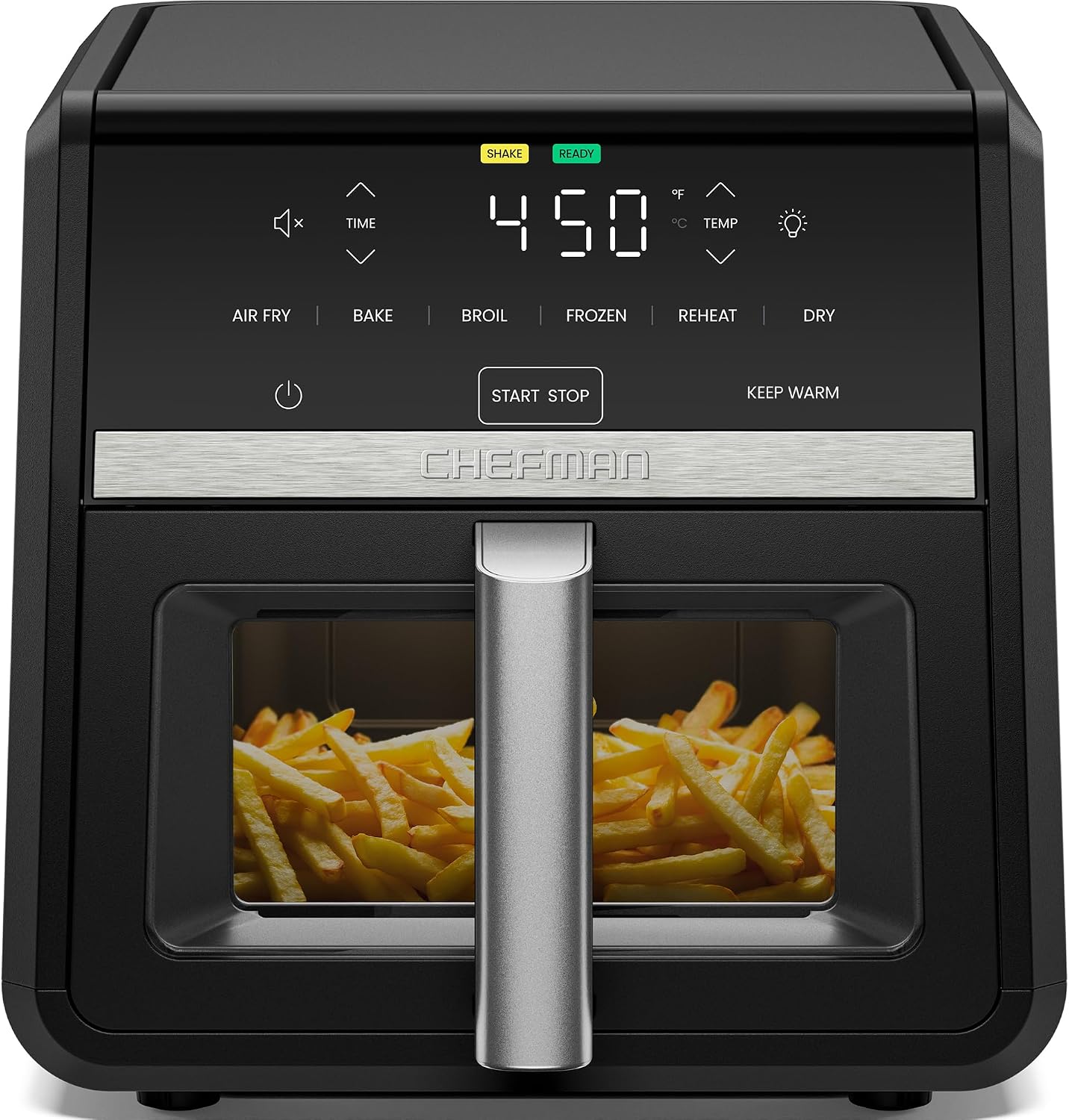 Air Fryer 8 Qt | TurboFry® 4-in-1 with 450°F Hi-Fry Option for Crispier Results | Bake, Dehydrate, Frozen | XL Nonstick Dishwasher-Safe Basket | Stainless Steel