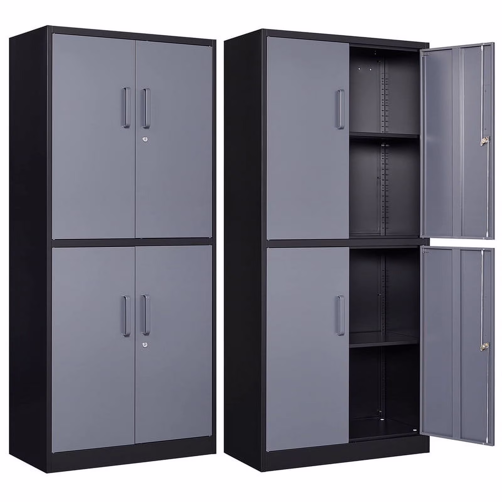 MIIIKO 71" Metal Storage Locker Metal Garage Locker Cabinets with Locking Door and 4 Adjustable Shelves, Steel Classic Storage Cabinet for Home, School, Office, Garage - Image 11