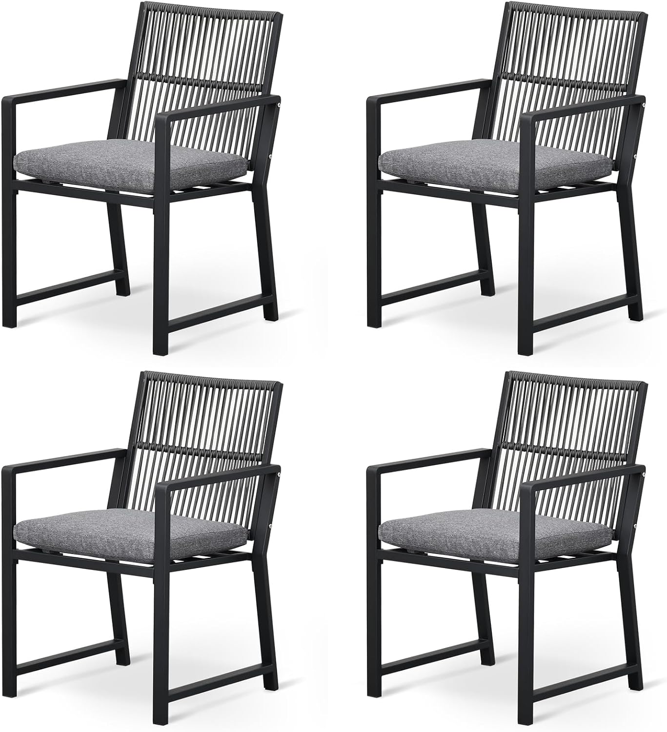 Outdoor HDPE Patio Dining Chairs ,400Lbs,Black,Set of 2 - Image 13
