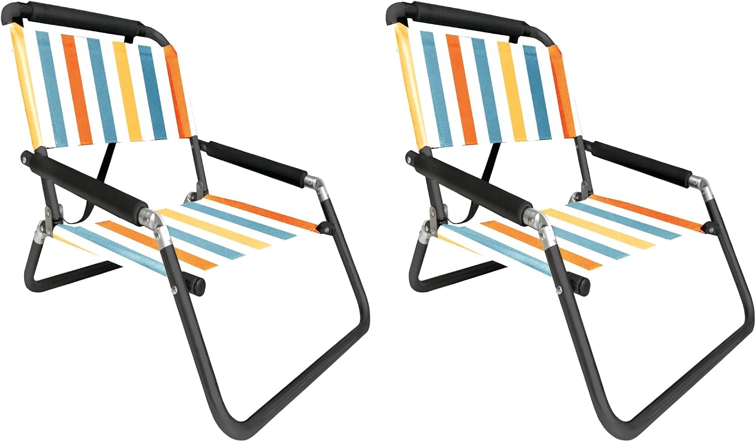 Lightweight Portable Foldable Recliner Beach Chairs, with Slip Pockets and Shoulder Strap, 2 Pack, Black, XL - Image 21