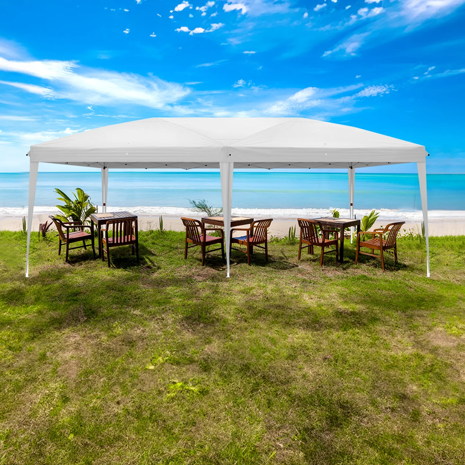 UBesGoo Ez Pop Up Patio Canopy Tent Gazebo Outdoor Party with 6 Sidewalls 10 x 20 ft Blue - Image 48