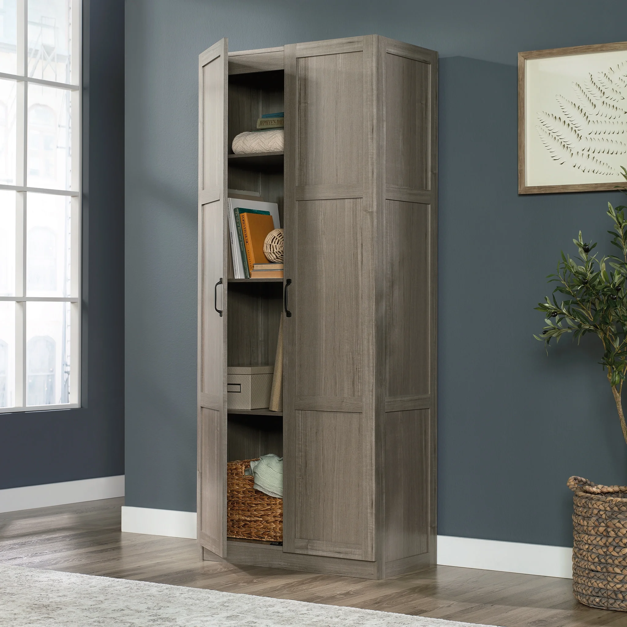 Sauder Select 2 Door Storage Cabinet, Reclaimed Pine Finish - Image 16