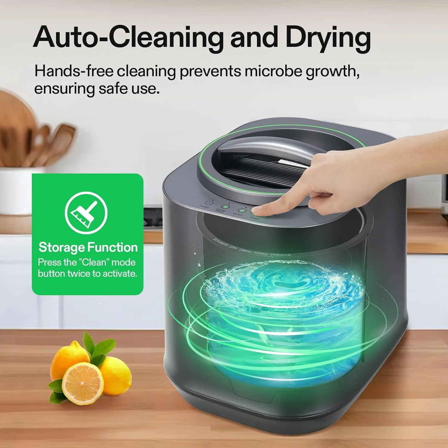 VIVOSUN 4L Electric Composter for Kitchen Indoor, Smart Compost Machine for Countertop, Odorless/Auto-Cleaning/3 Modes/Intelligent LED Display, Mill Composter Kitchen Bin Food Recycler, Black - Image 7