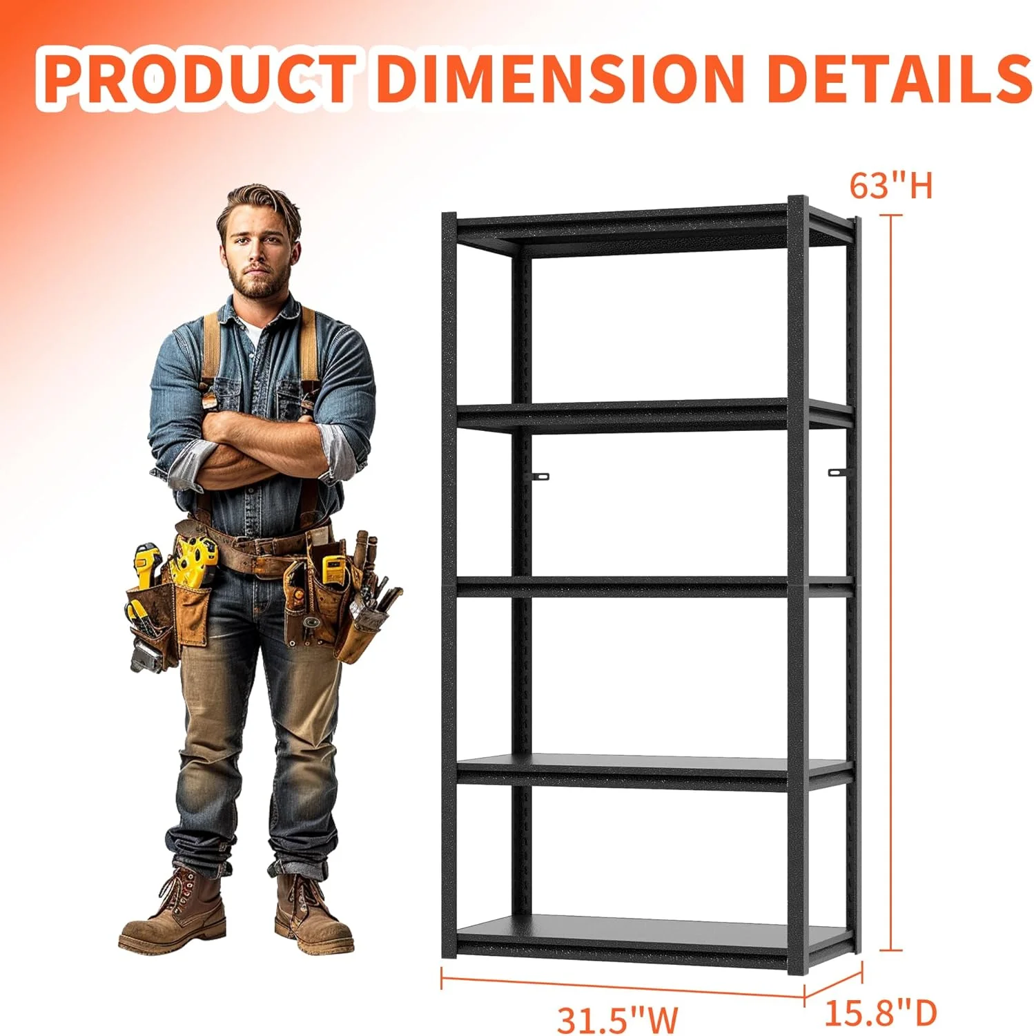 Garage Shelving, Garage Storage Shelves, 2500 LBS Heavy Duty Adjustable Metal Garage Shelves, Easy Assembly, Shelves for Garage Storage, Warehouse, Basement, Black - Image 13