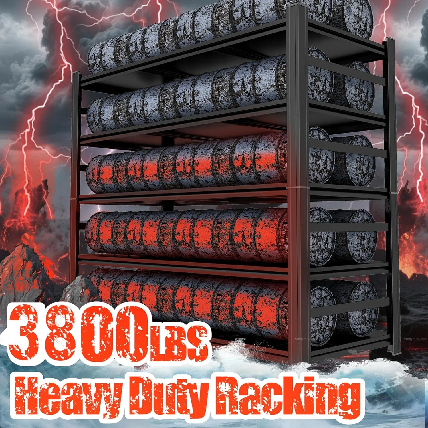 Garage Shelving 3500LBS Storage Shelves 5-Tier Adjustable Metal Shelving Units Garage Storage Shelves Heavy Duty for Industrial, Warehouse, Basement, Commercial, Black - Image 22