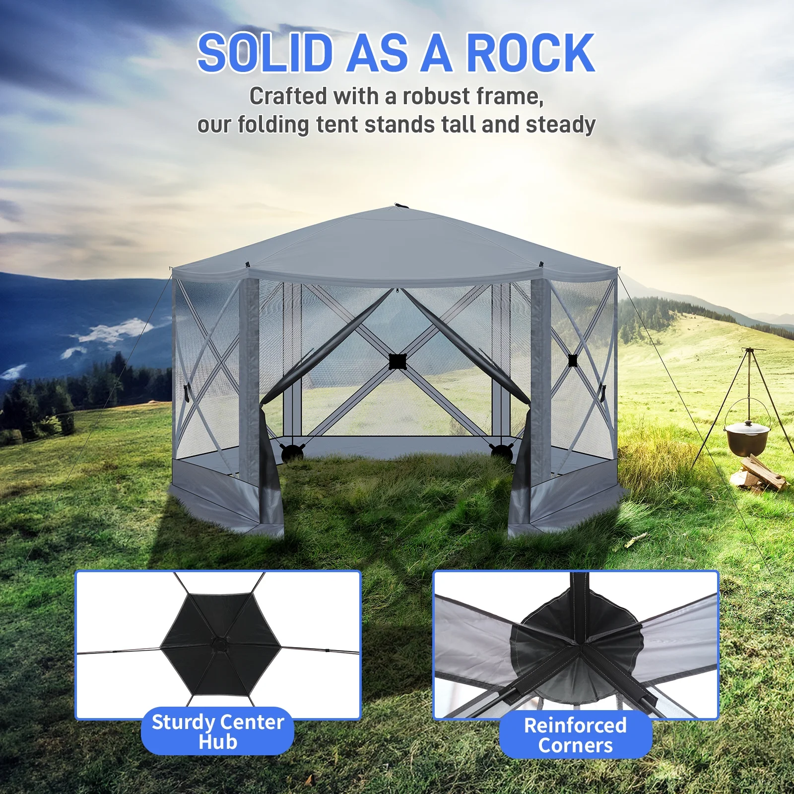 UBesGoo 12 x 12 Ez Pop Up Gazebo Canopy Tent with Mosquito Netting for Patio, Camping and Picnic Includes Carry Bag - Image 6