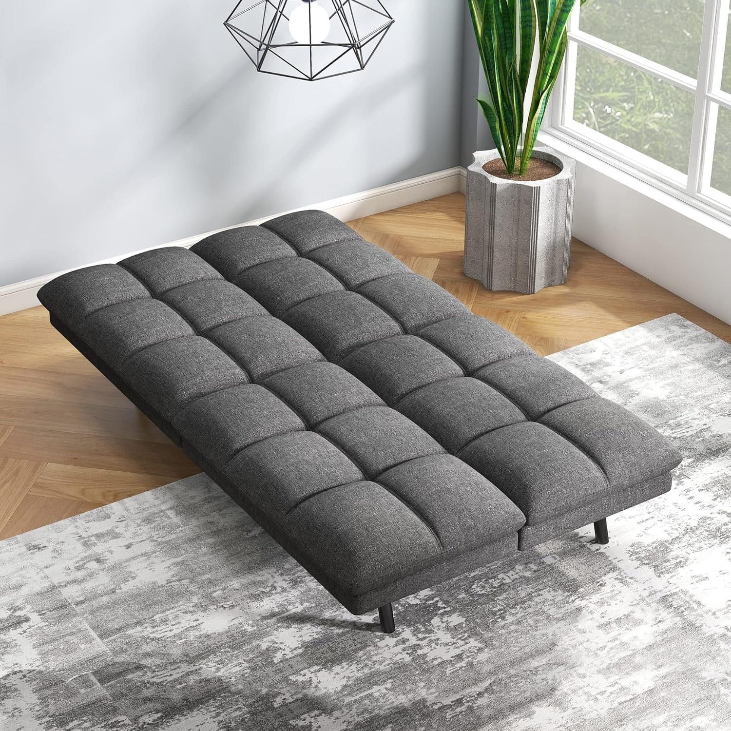 Convertible Futon Sofa Bed with Memory Foam, Foldable Loveseat Sleeper with Adjustable Armrests - Image 11