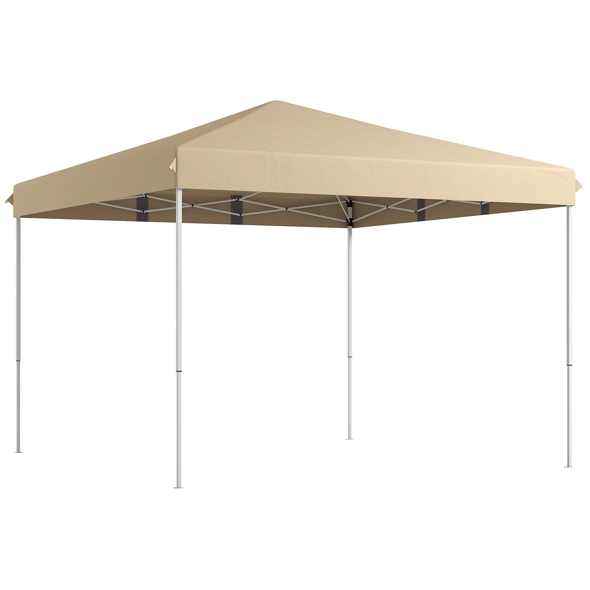 Outsunny 13' X 13' Pop Up Canopy Tent, Instant Sun Shelter, Tents For Parties, Height Adjustable, With Wheeled Carry Bag For Outdoor, Garden, Patio, Parties, Beige Beige Steel - Image 10