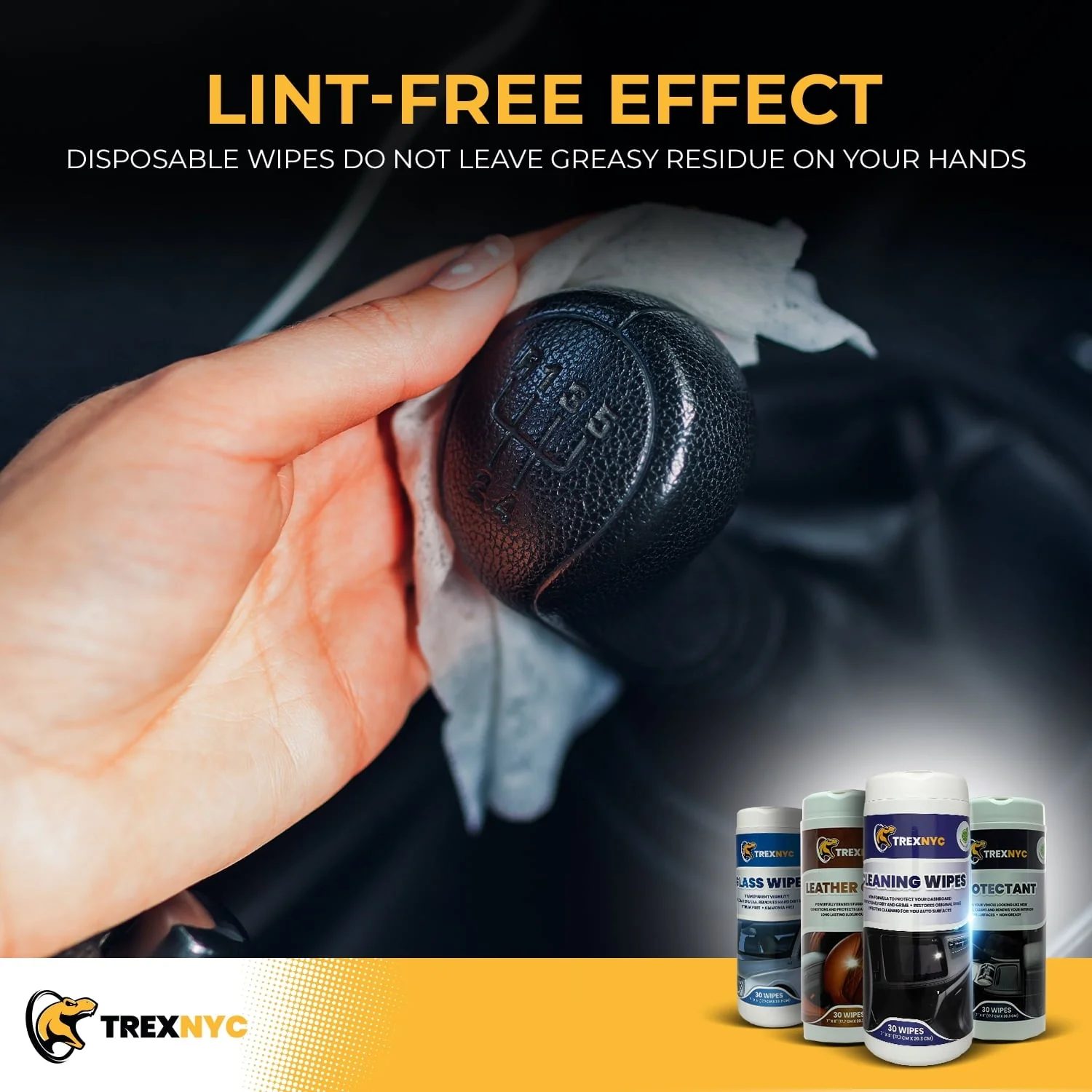 TrexNYC Glass Wipes - Interior Car Wipes, All-In-One Car Wipes & Interior Cleaner - Powerful, Convenient, and E Effective Solution for All Your Car Cleaning Needs - Image 3