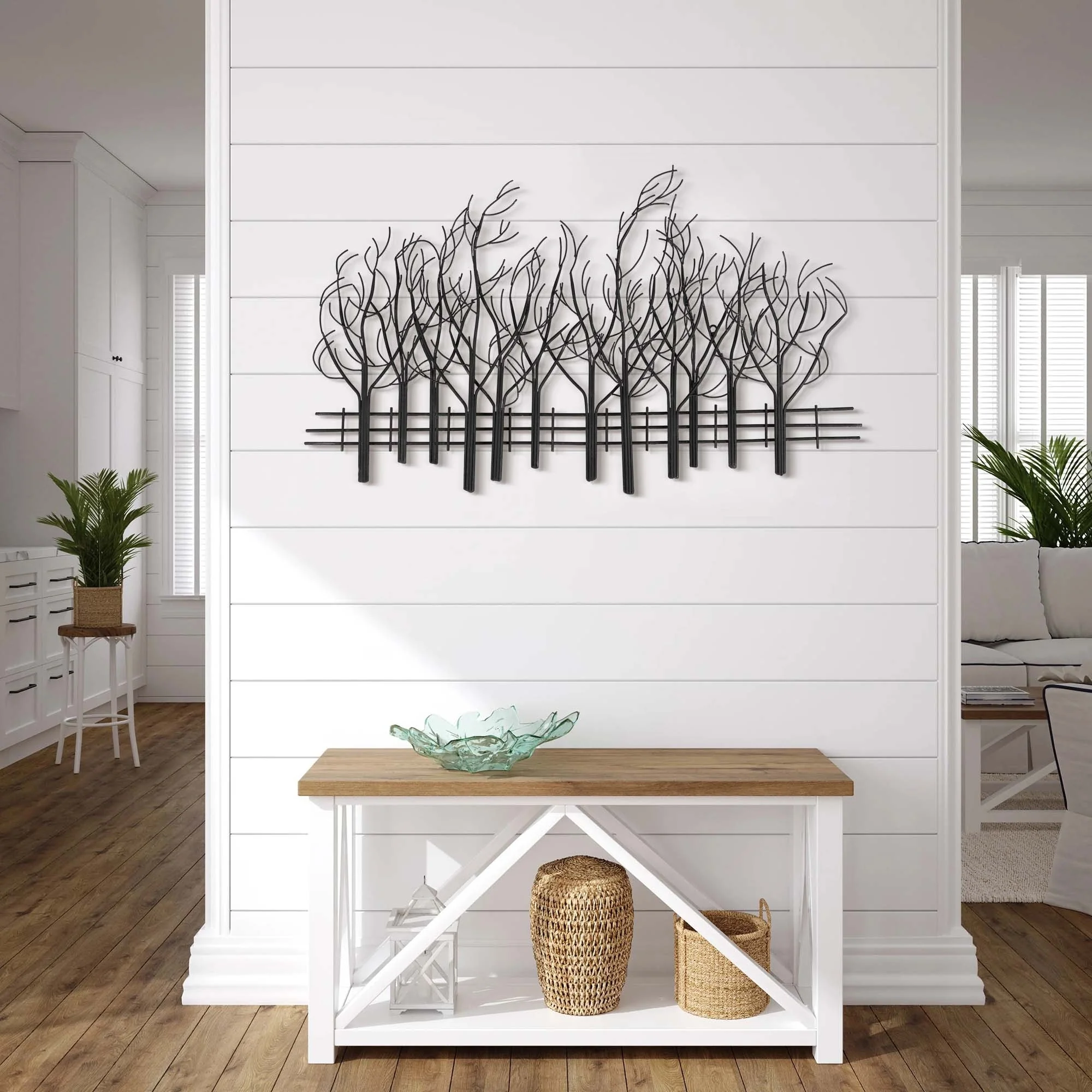 Black Metal Tree Wall Decor, Modern Forest Design Wall Art Sculpture for Living Room, Bedroom and Home Decoration - Image 2