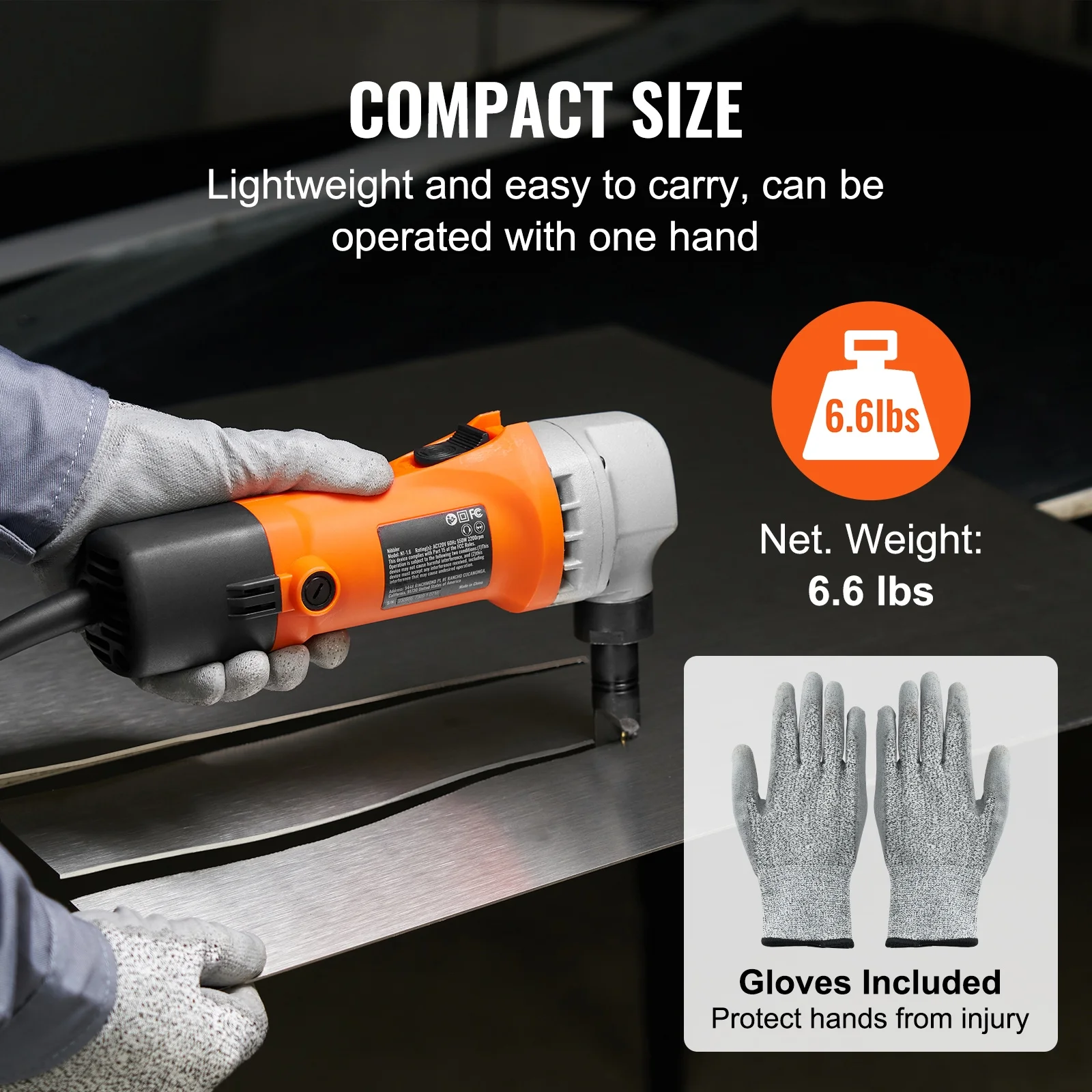 KFFKFF Sheet Metal Nibbler, 550W Powerful 2200 RPM High Speed, 360 Degree Rotation Electric Nibbler Metal Cutter, Straight Curve and Circle Cutting for Stainless Steel, Aluminum, Plastic - Image 4