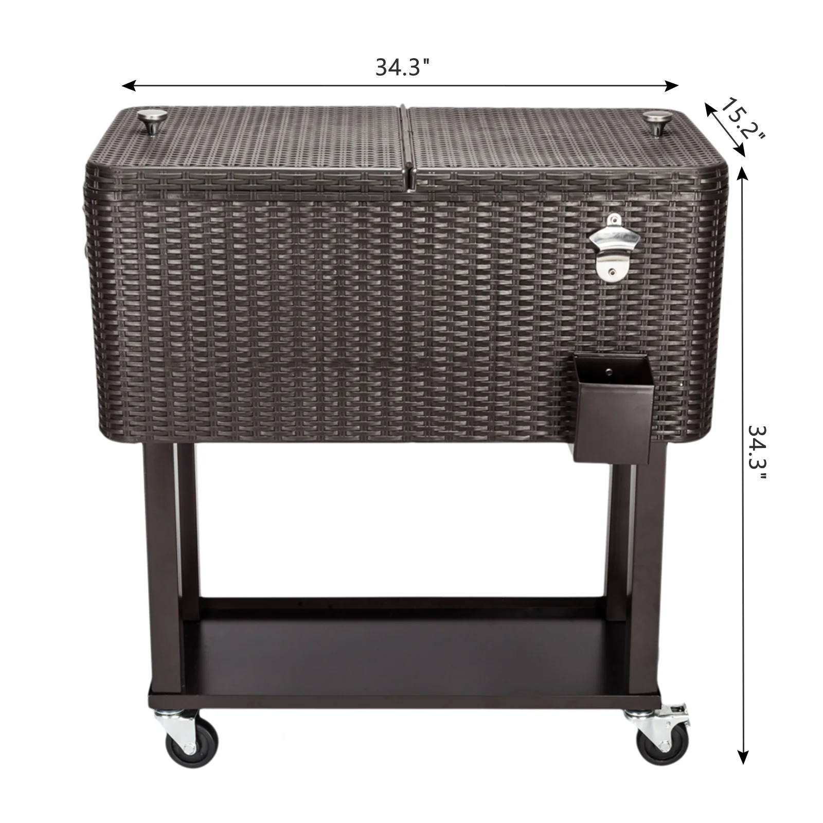EasingRoom Iron Spray Plastic Patio Cooler Cart with Tray Cooler with Shelf Green - Image 32