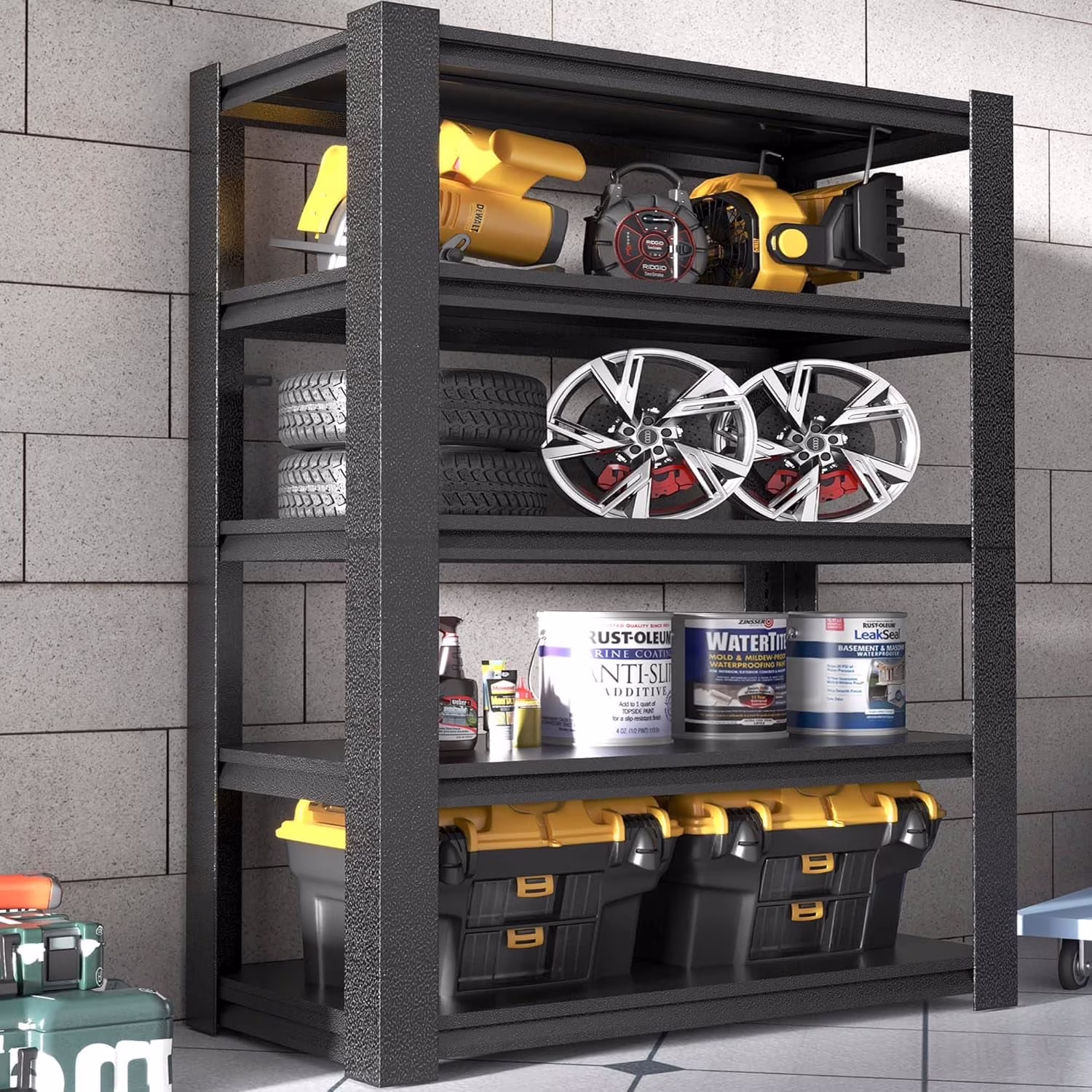 Garage Shelving, Garage Storage Shelves, 2500 LBS Heavy Duty Adjustable Metal Garage Shelves, Easy Assembly, Shelves for Garage Storage, Warehouse, Basement, Black - Image 9