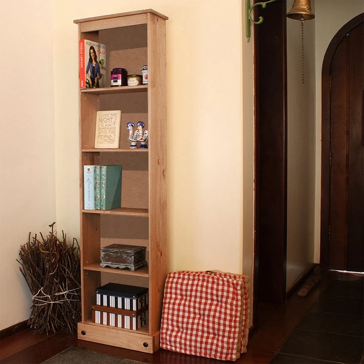 Tall Narrow Wood Bookcase, Slim Freestanding Bookshelf for Small Spaces, Home Office and Living Room - Image 9