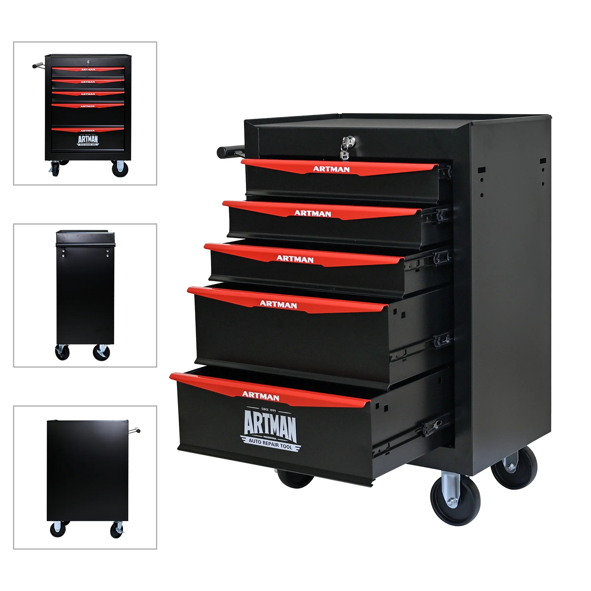 ARTMAN 20" 5-Drawer Rolling Metal Tool Chest Cabinet,Steel Tool Storage Box Organizer for Garage Workshop Warehouse - Image 10
