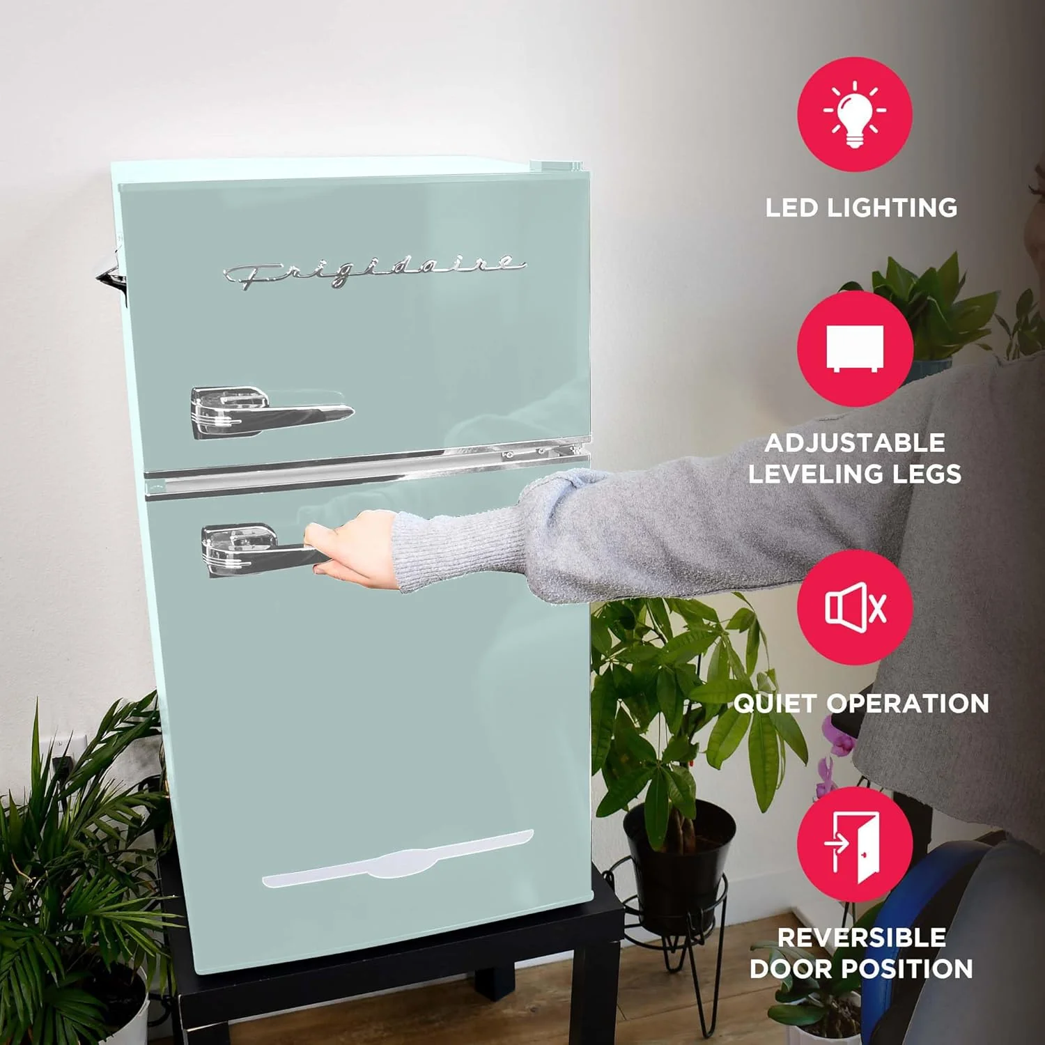 Retro Mini Fridge with Freezer& Side Bottle Opener-Small 2 Door Refrigerator for Office Bar or College Dorm Room-3.1 Cu Ft 19 "D x 20.5" W x 33.5" H - Image 6