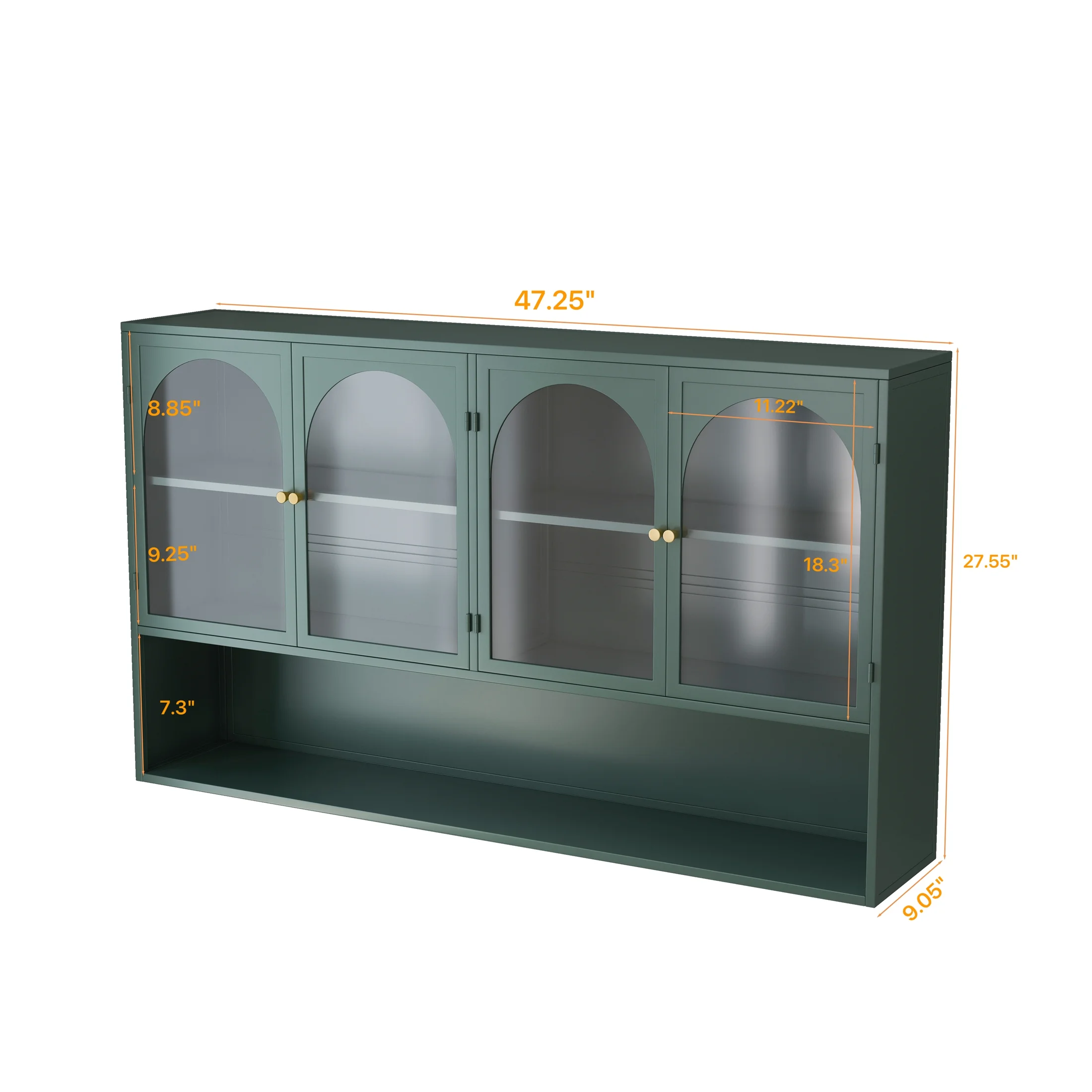 Dasun 47.25" Four-door Glass Wall Cabinet Storage, Wall-mounted, Suitable for Kitchen, Living Room, Bathroom(Black) - Image 3