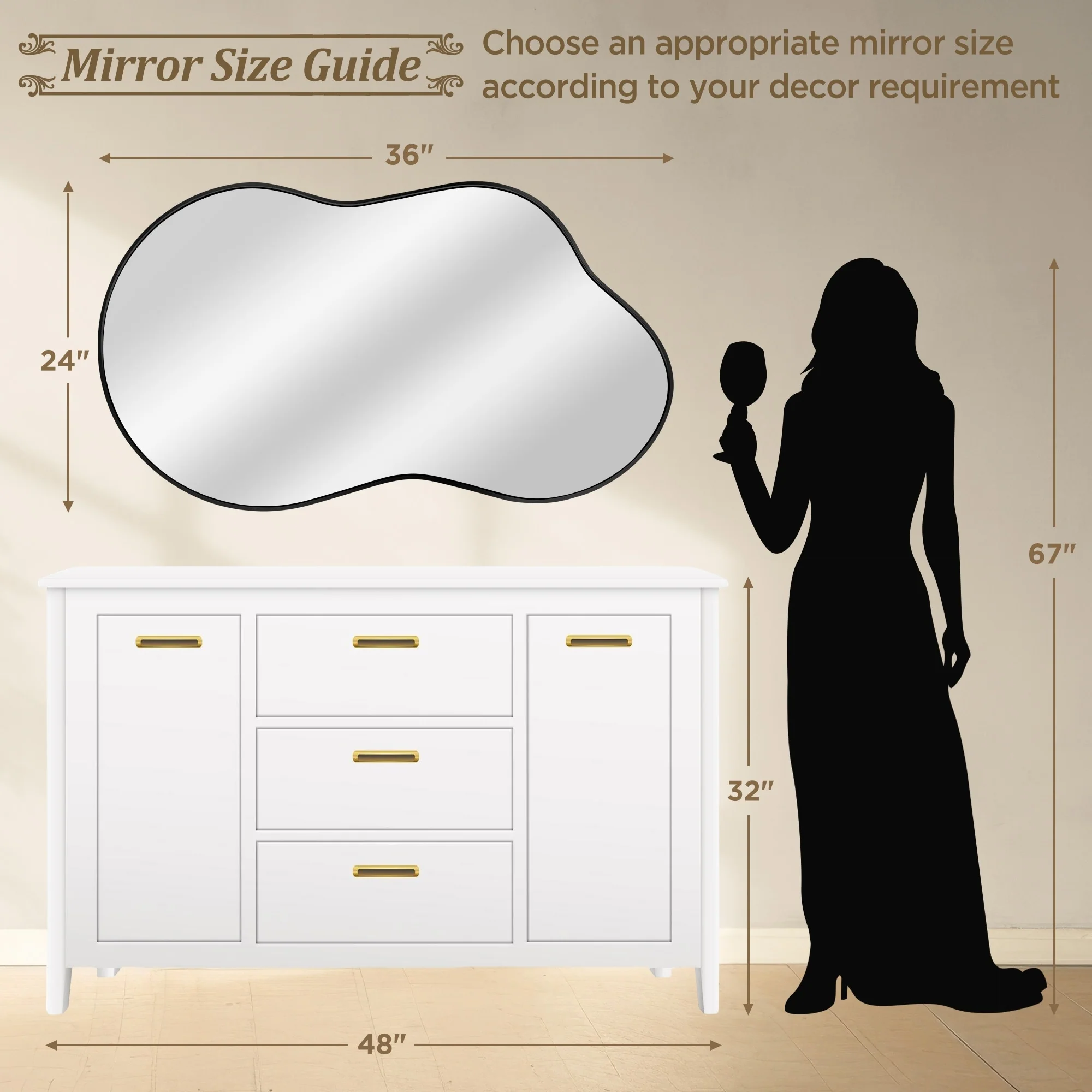 Asymmetrical Irregular Wall Mirror, Modern Decorative Accent Mirror for Living Room, Bedroom and Entryway - Image 32