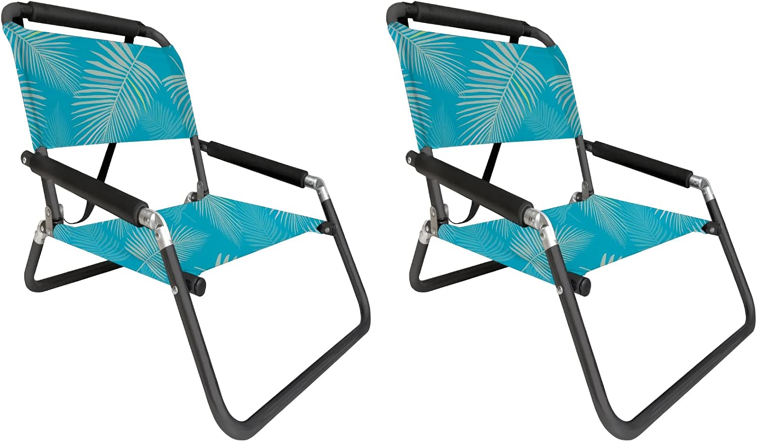 Lightweight Portable Foldable Recliner Beach Chairs, with Slip Pockets and Shoulder Strap, 2 Pack, Black, XL - Image 13