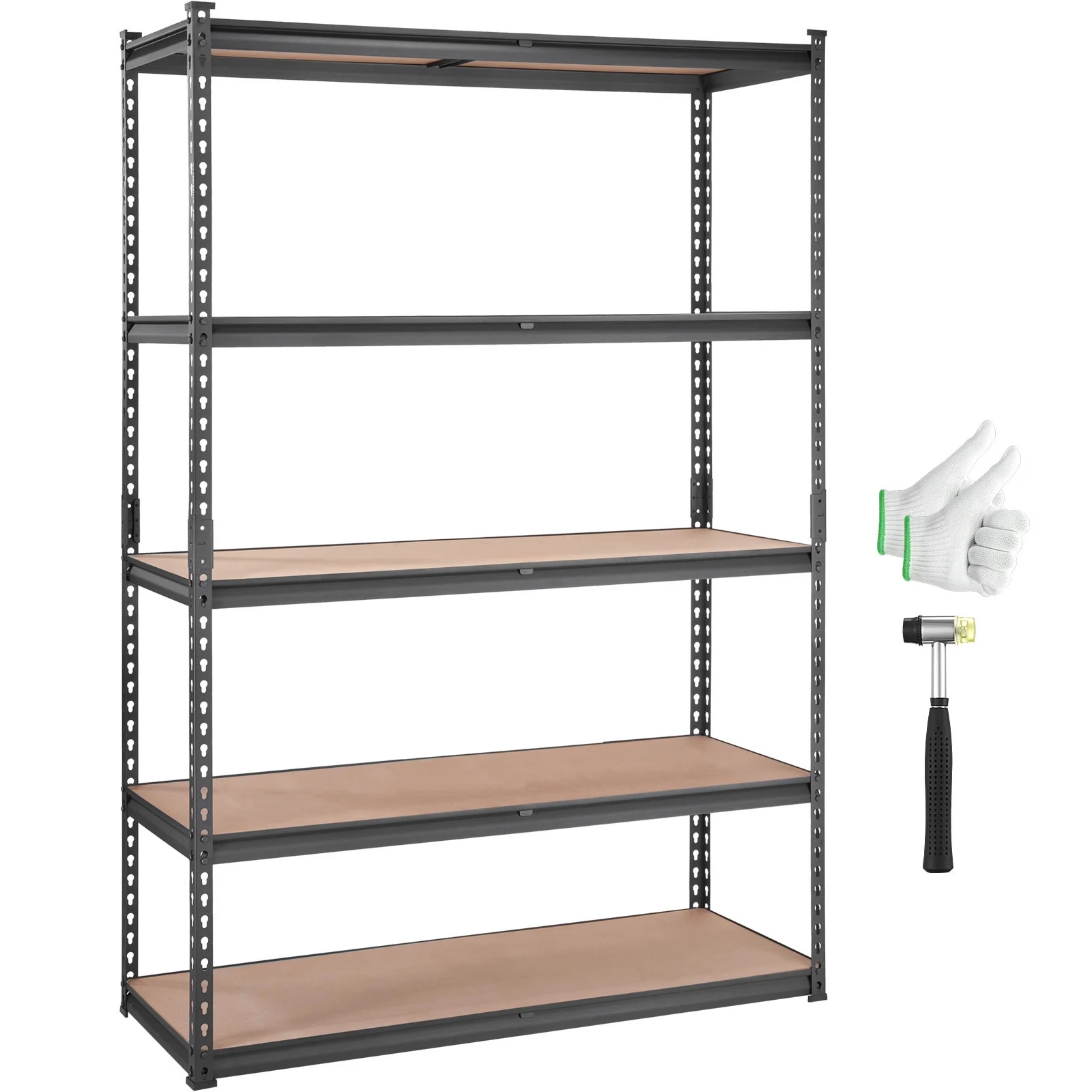 BHUIK 5-Tier Heavy Duty Garage Storage Shelving Unit, 48"W x 18"D x 72"H Adjustable Metal Rack, 2000 lbs Capacity, Industrial Black Steel Shelves for Basement, Kitchen, Utility or Laundry Room - Image 3