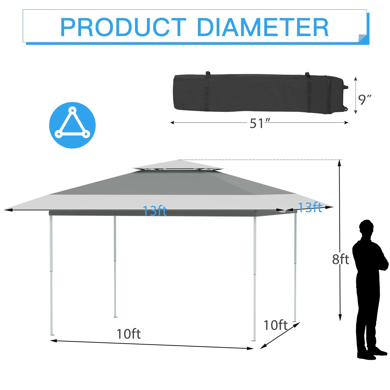 AVAWING 12x12 ft Outdoor Pop-up Canopy Party Tent Easy Setup Patio Wedding Tent, Khaki - Image 59