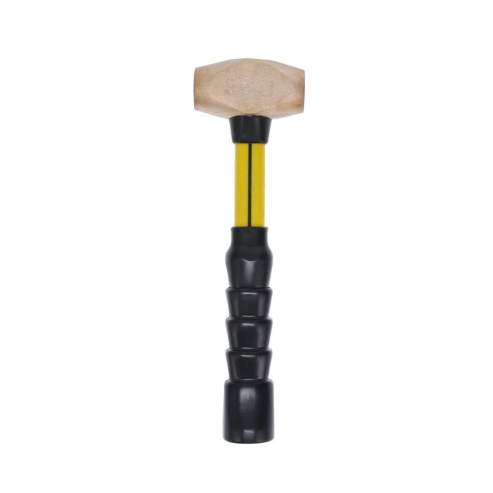 Nupla 4 lb. Non-Sparking Brass Hammer with 12 inch Fiberglass Handle and SG Grip - Perfect for Mechanics, Contractors, and Trade Professionals, Yellow, 75.30-040E CA2 - Image 2