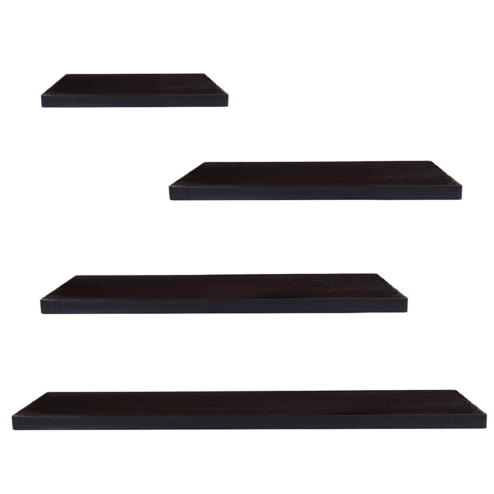 4-Piece Wood Floating Wall Shelves, White and Black Storage Shelf Set for Home Decor - Image 4