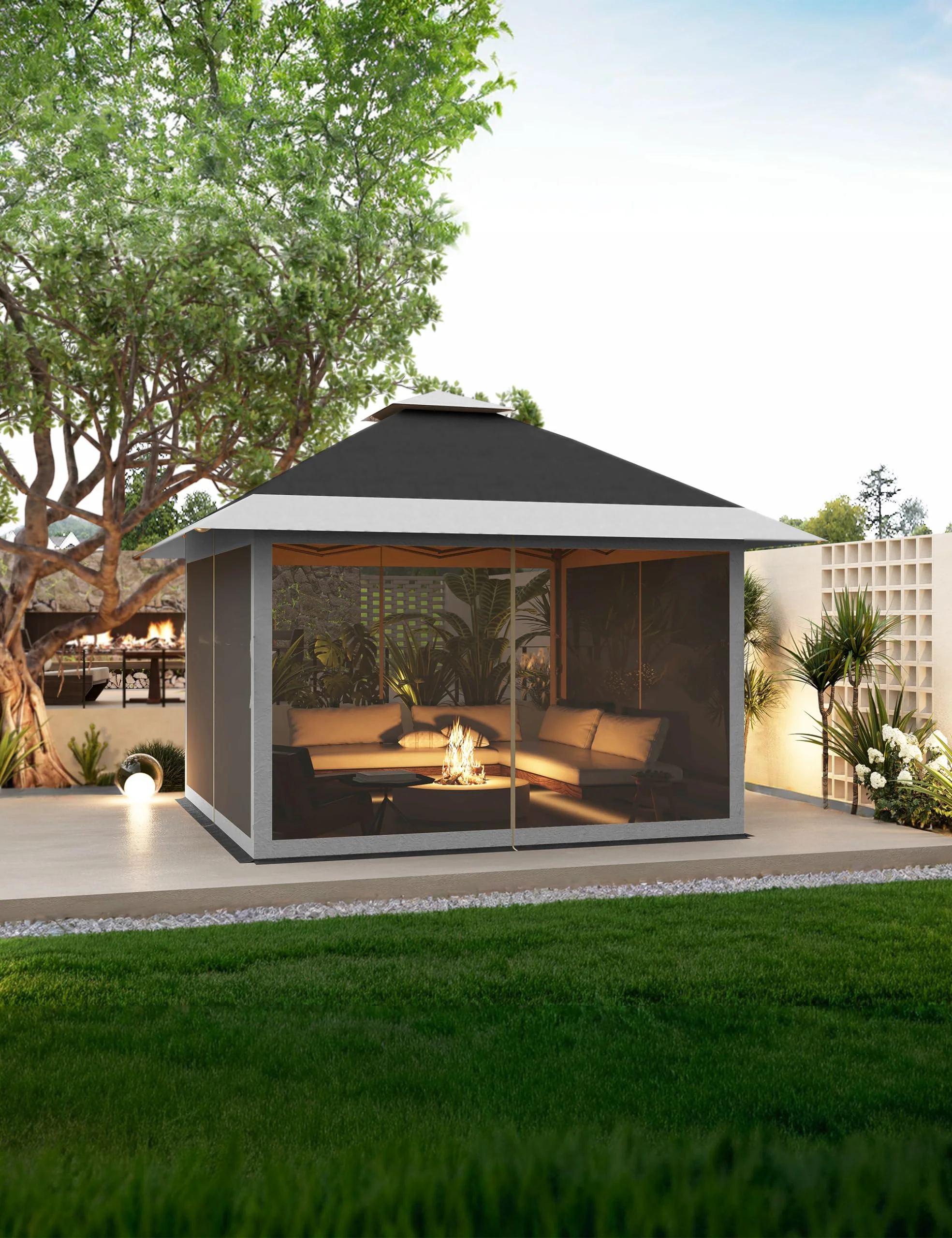 AOILE 13x13FT Pop-Up Patio Gazebo, Outdoor Canopy Tent with Mesh Walls, Double Roof & Carry Bag - Image 33