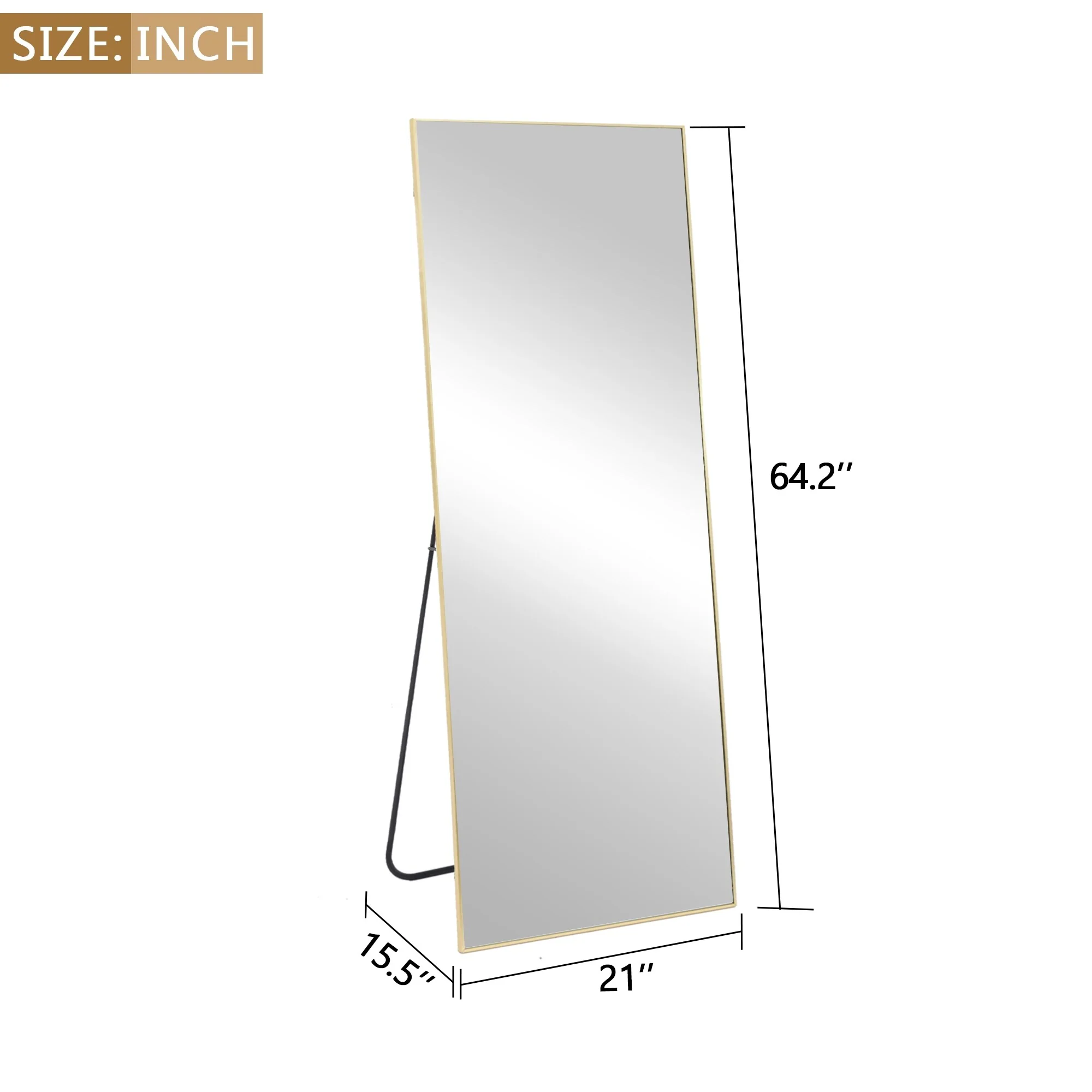 64x21 Full Length Floor Mirror, Large Full Body Aluminum Alloy Frame Standing Mirror with Stand and Wall Mount Option - Image 24