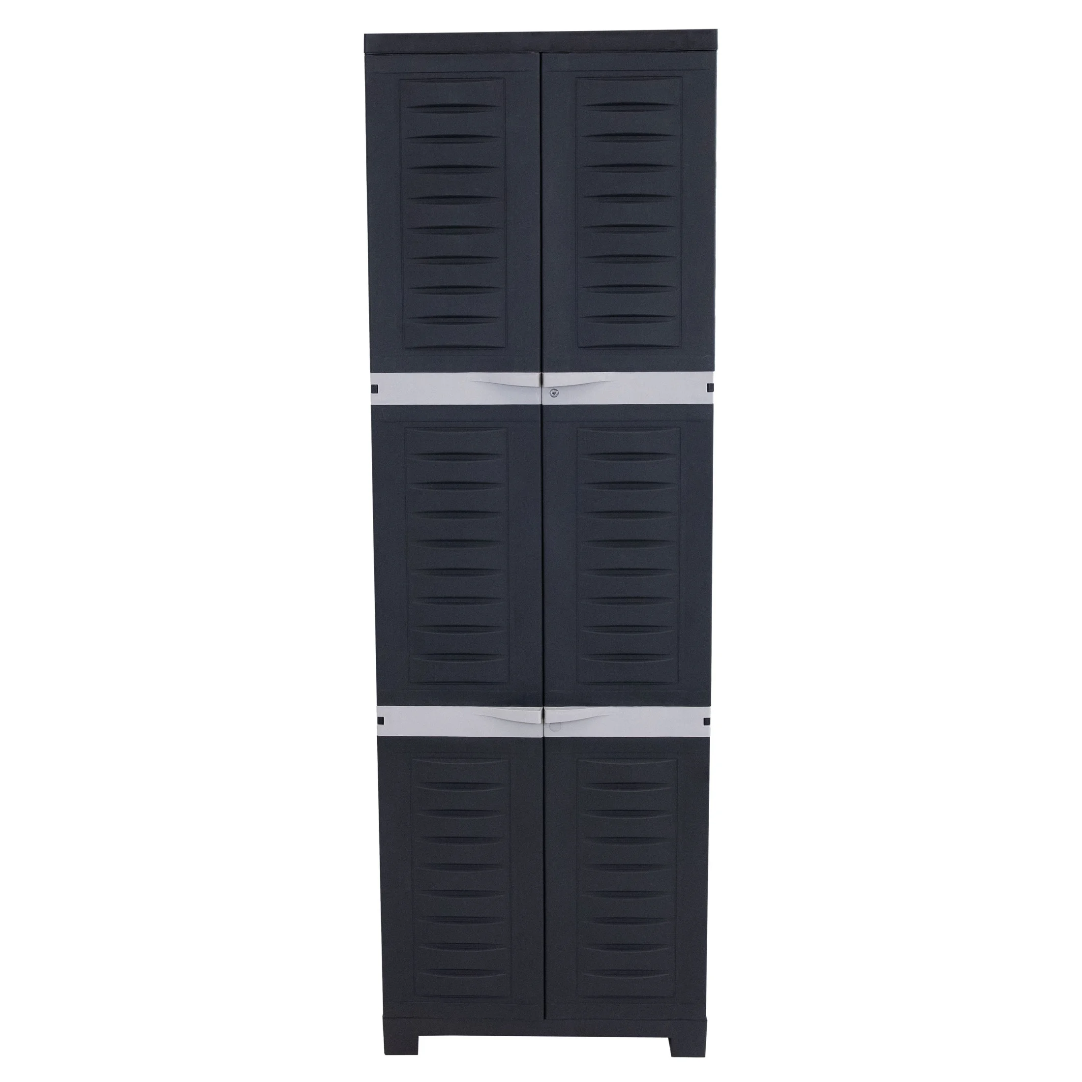 Sunnydaze Lockable Adjustable 72" Plastic 4-Shelf Freestanding Garage Storage Cabinet, Charcoal with Gray Trim - Image 18