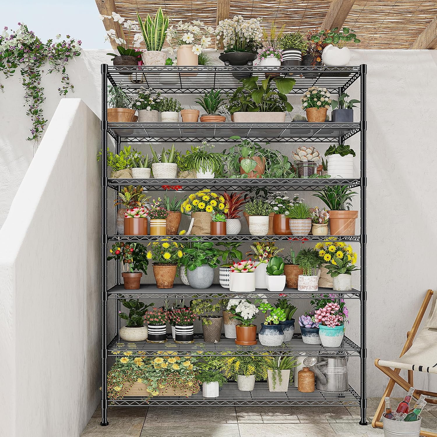 82.6H Metal Shelving Unit 7 Tier Storage Shelves Adjustable Wire Shelving Metal Wire Shelf Pantry Shelves Wire Rack for Kitchen Pantry Utility Room Garage 45" W x 82.6''H x 13.5" D, Black - Image 7