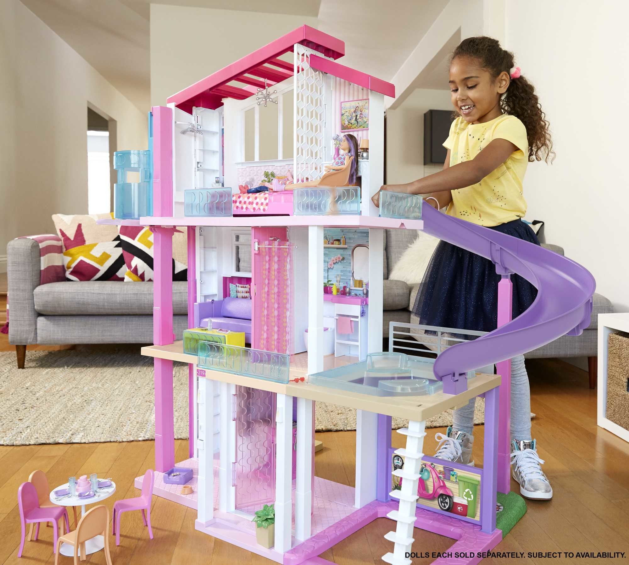 Dollhouse with Elevator, Pool, Lights& 70+ Accessories 3-Story Playset - Image 2
