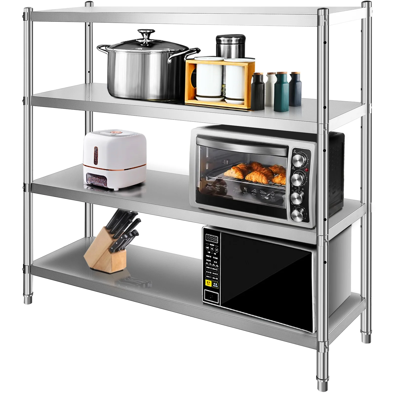 KFFKFF Storage Rack, Quad-Level Metal Shelves, Organizational Shelf Unit, Dimensions 70.9 x 17.7 x 59.1 Inches, Robust Storage Rack Shelving, Total Load Capacity 1320 Lbs, Height Modifiable - Image 3