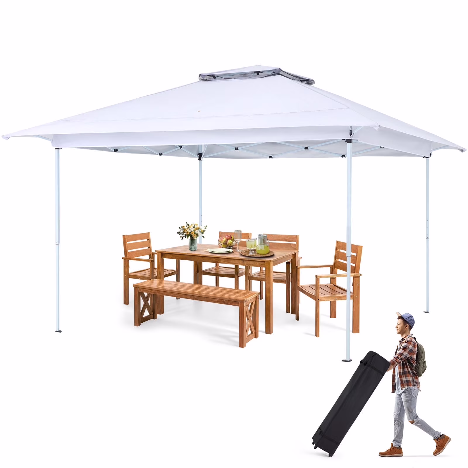 AVAWING 12x12 ft Outdoor Pop-up Canopy Party Tent Easy Setup Patio Wedding Tent, Khaki - Image 3