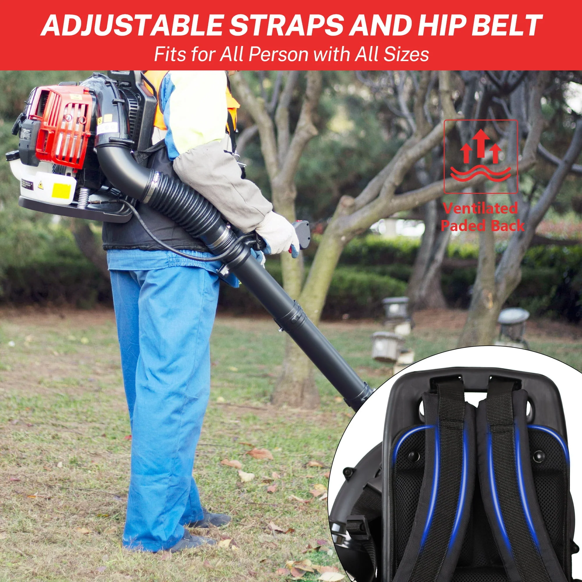 SYNGAR Gas Backpack Leaf Blower, 52CC 2-Cycle Leaf/Snow Blower with Extension Tube, for Dust Cleaning, Snow Blowing, Backyard, Garden, Work Around the House, Not for Sale in California, D5480 - Image 10