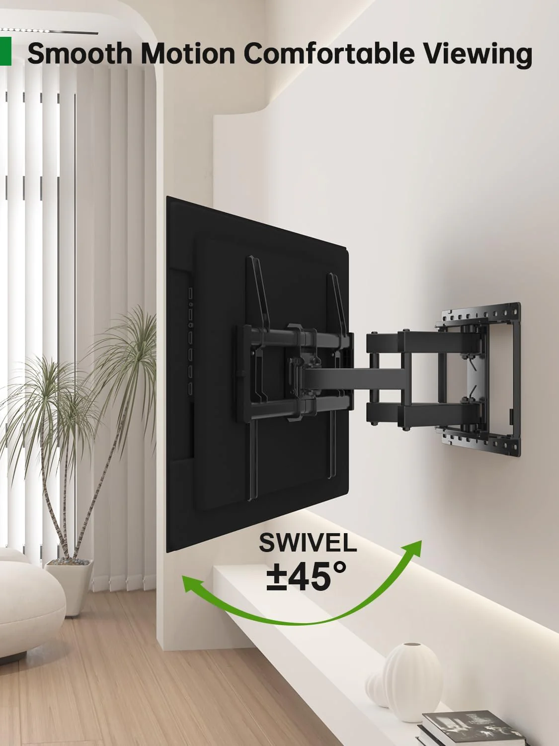 Full Motion TV Wall Mount for Most 42-86 Inch Flat Screen TVs, Adjustable Swivel and Tilt Bracket - Image 8