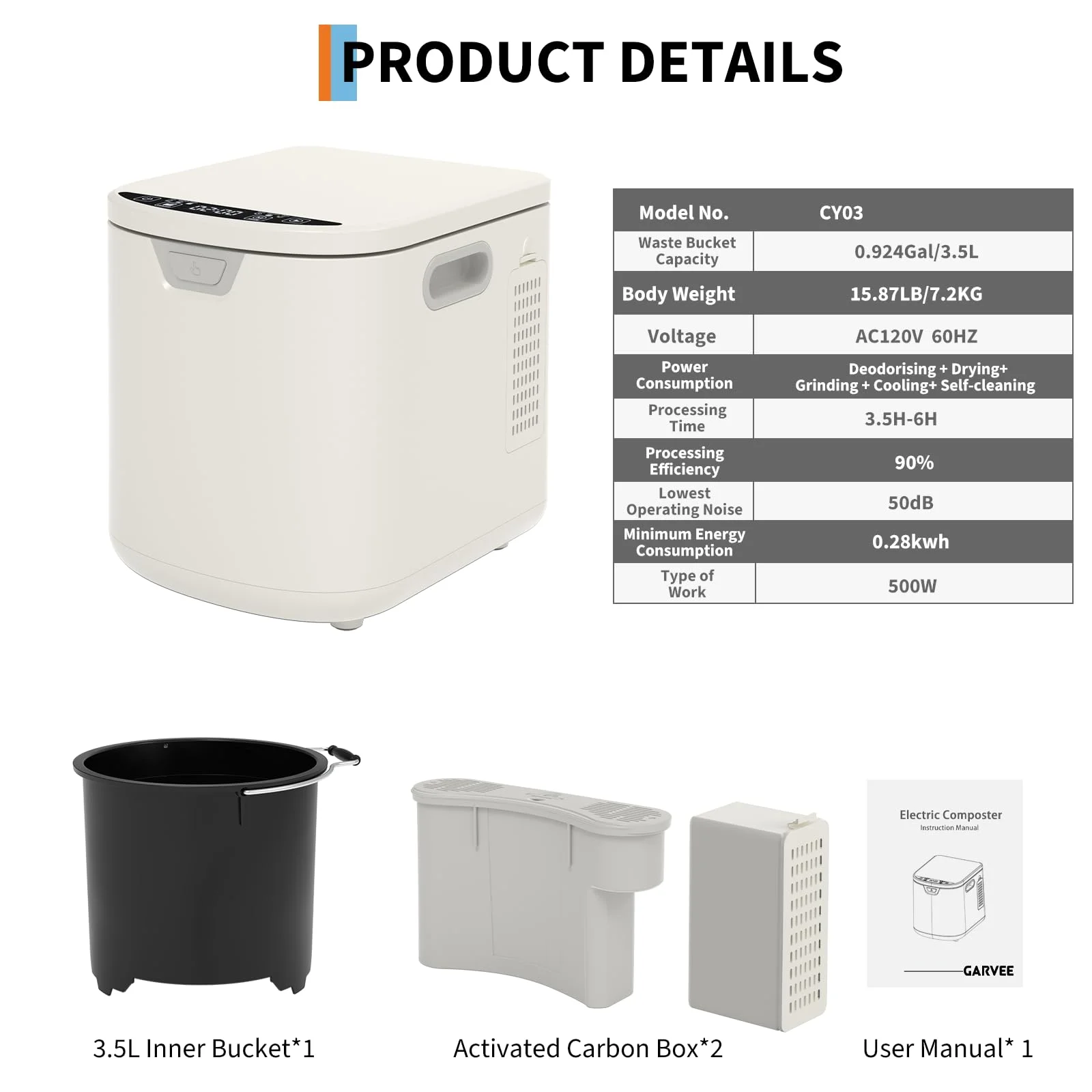 Danolapsi 3.5L Electric Kitchen Composter Smart Odorless Compost Bin Auto-Cleaning,Countertop Food Waste Composting Machine -Fast 4-6H Food Waste to Fertilizer Conversion for Outdoor Use - Image 7